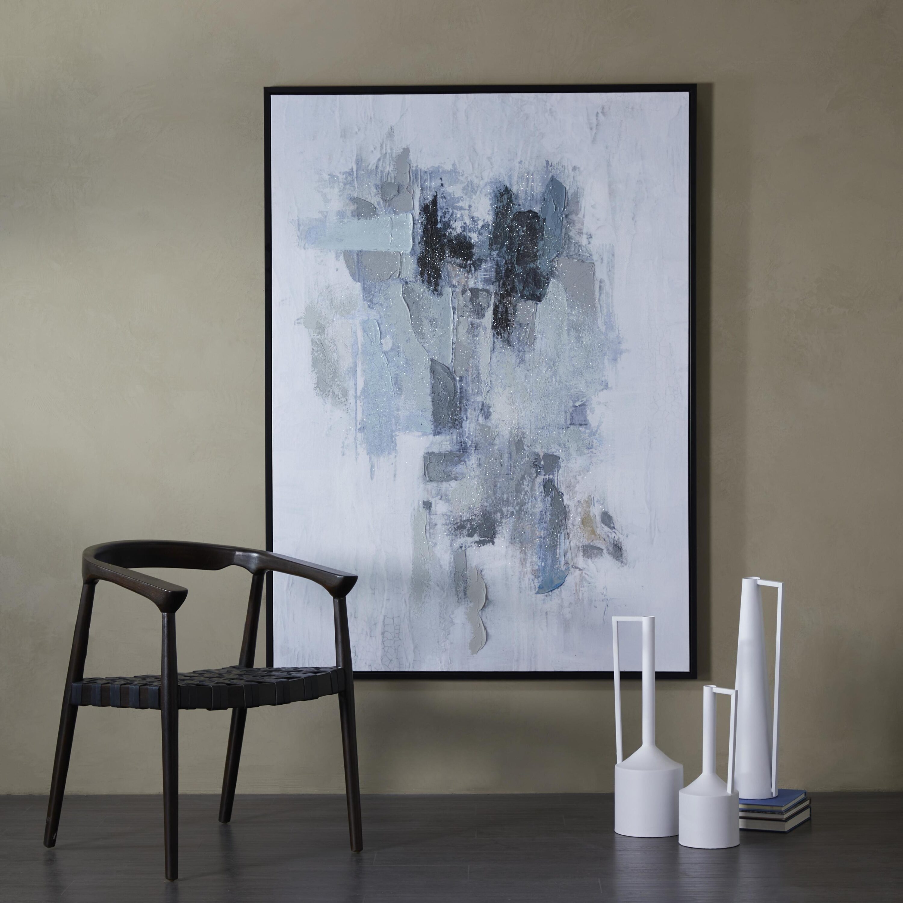 Grayson Lane 87864 Canvas with Black Frame Black Wood Framed 47.5-Inches H x 65.5-Inches W Abstract Painting