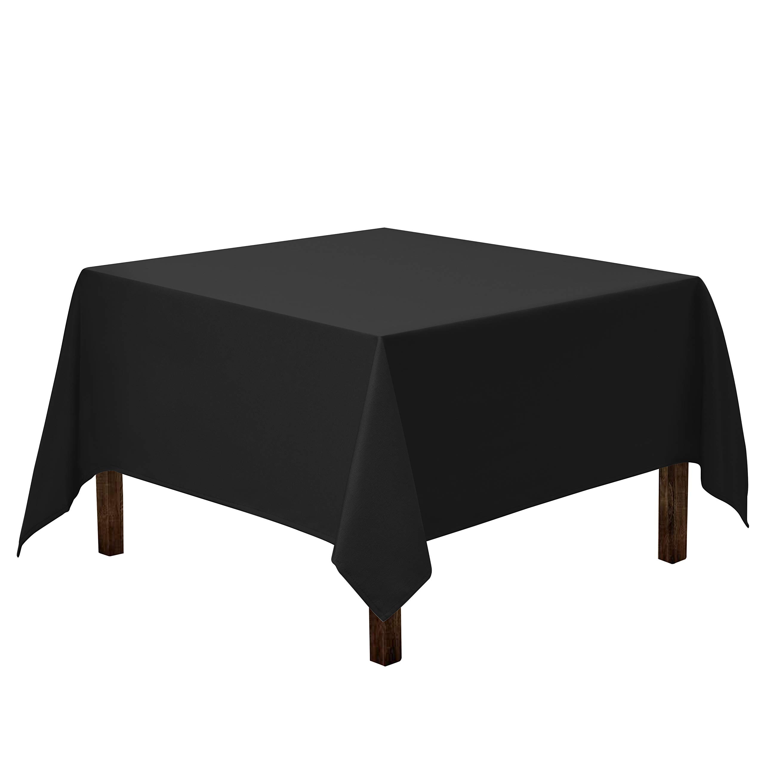 Gee Di Moda  Square Tablecloth - 52 x 52 Inch Black Square Table Cloth - Heavy Duty Washable Fabric - for Buffet Table Holiday Party Dinner Wedding and Baby Shower