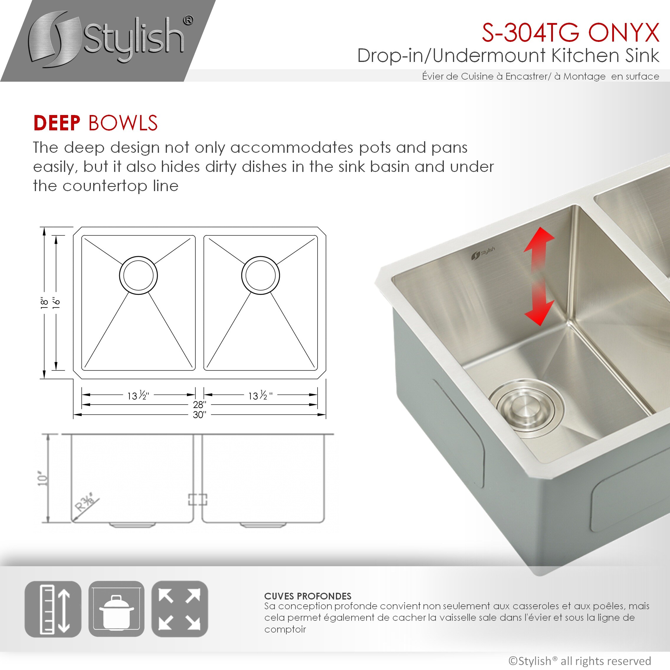 Stylish S-304TG Kitchen-Sinks - View #8