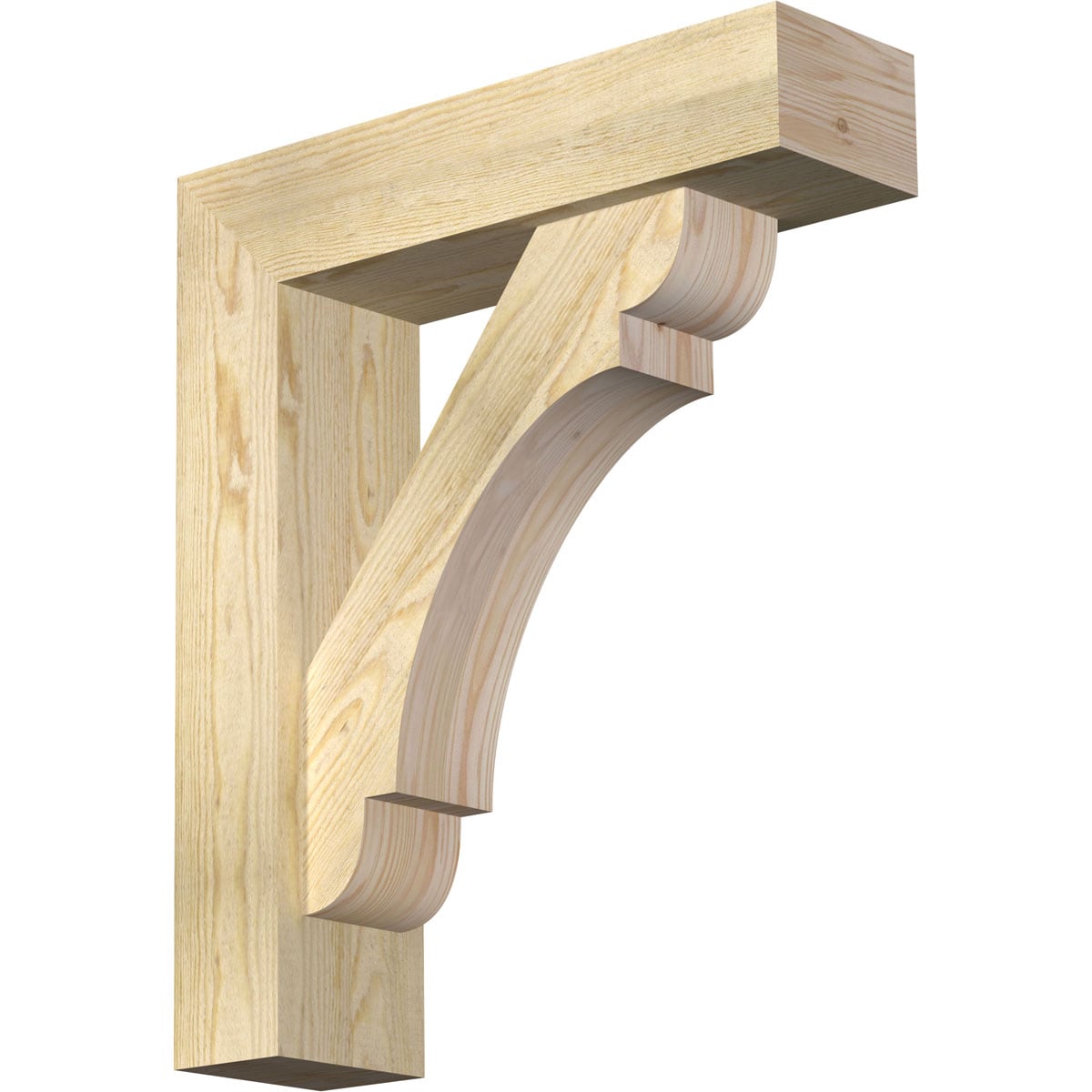 Ekena Millwork 1463642 Olympic block rough sawnbracket with offset brace 6-in x 22-in x 26-in Douglas fir Brown Wood Standard bracket