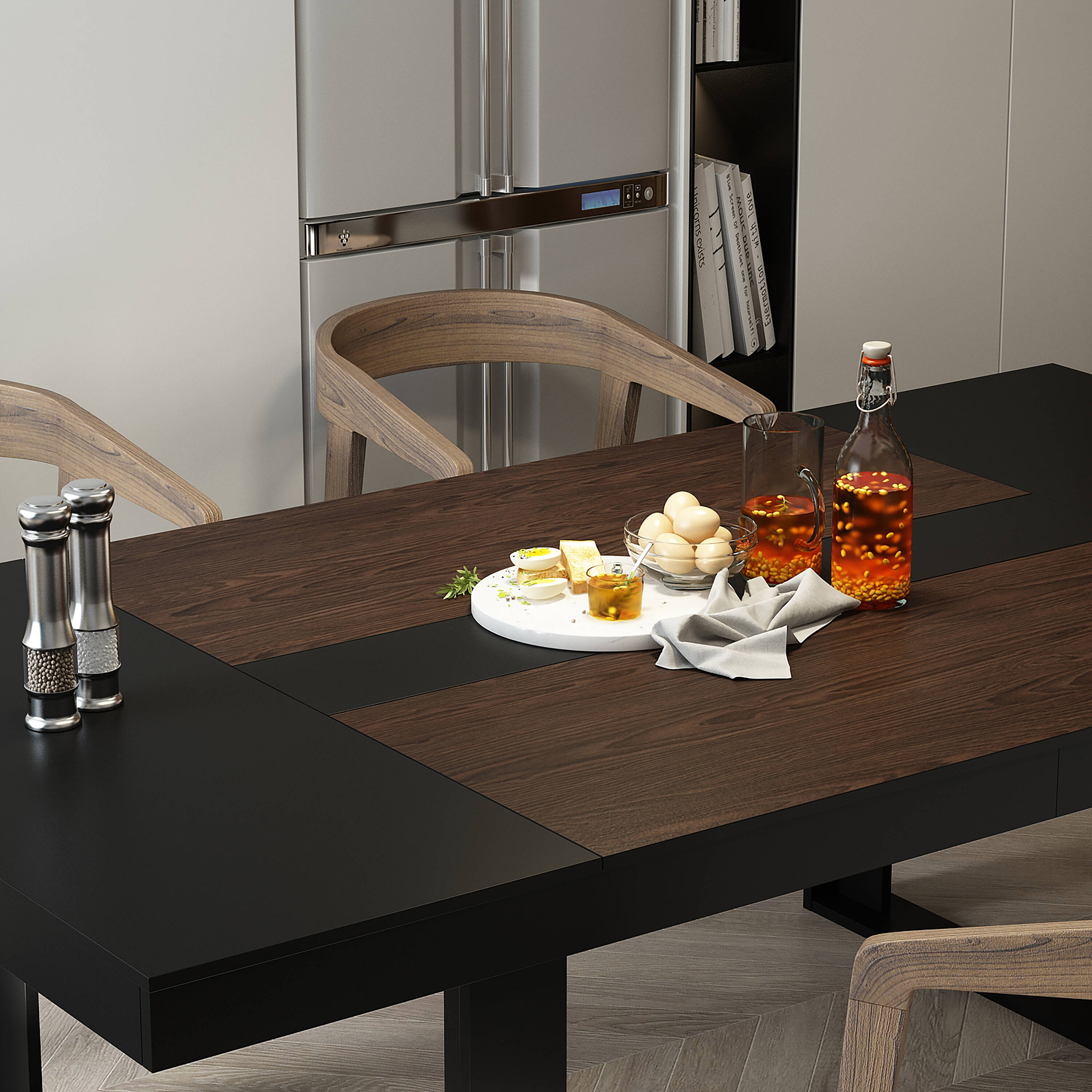 FUFU&GAGA Contemporary/Modern Black Sideboard in the Dining