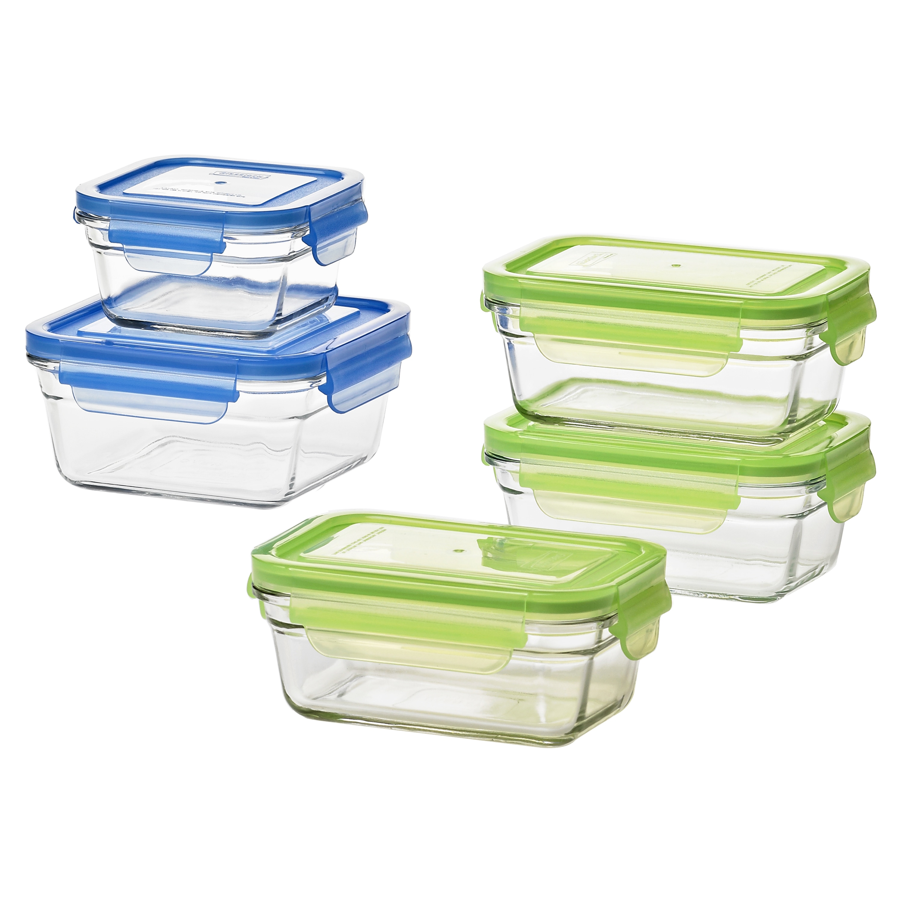 Glasslock 5 Piece Multisize Plastic Bpa-free Reusable Food Storage ...