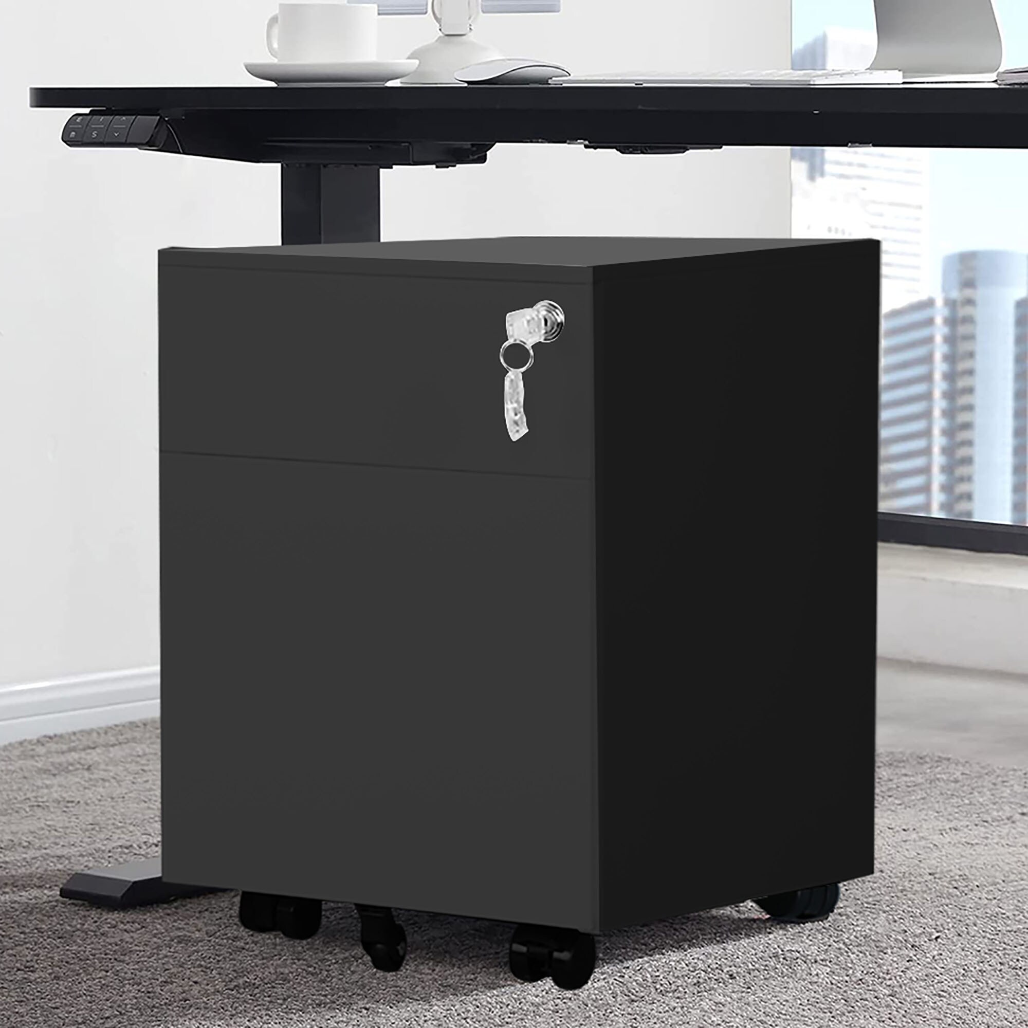 Sumyeg SSWF191010AAB Filing Cabinet Black 2 -Drawer 22.44-in File Cabinet