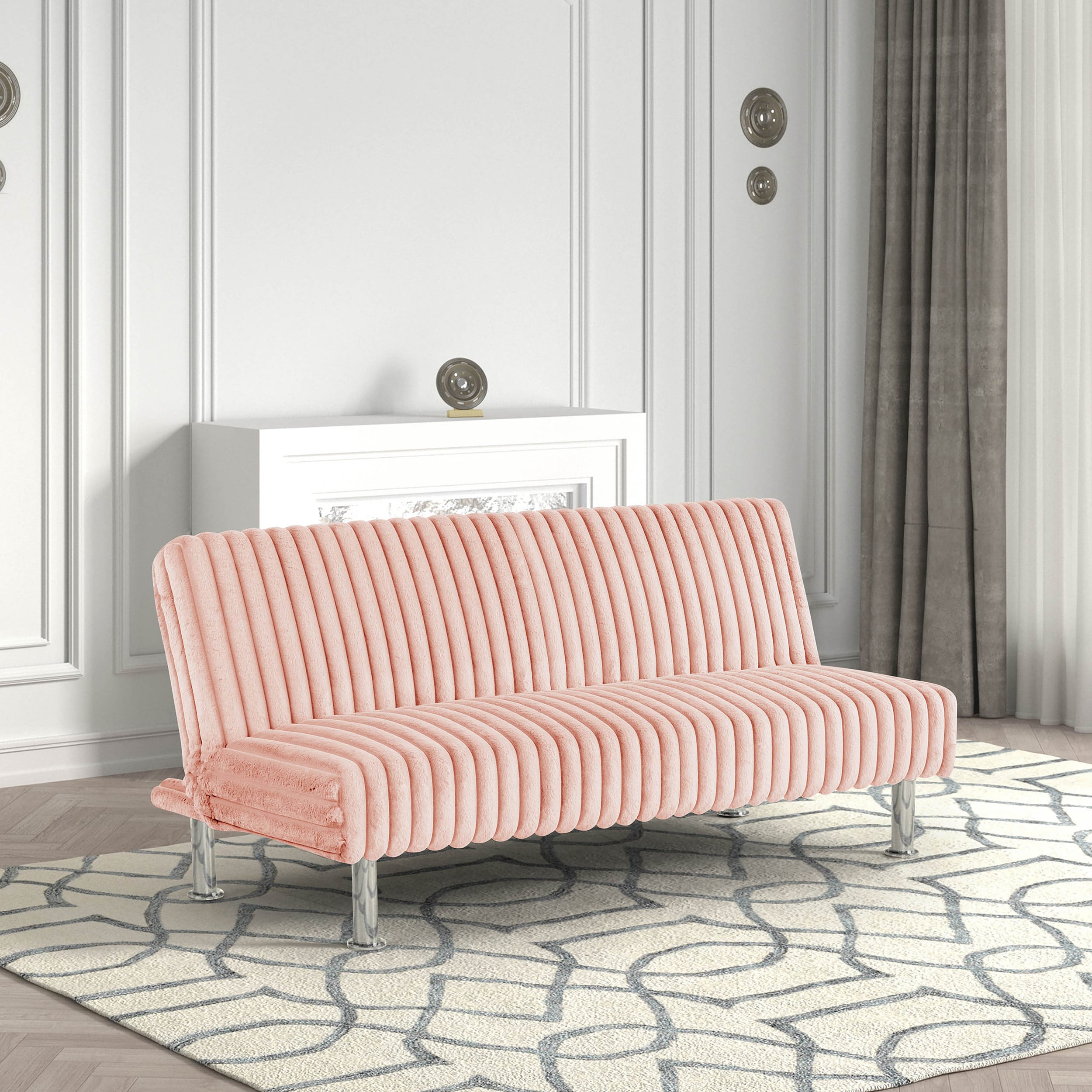 Furniture of America IDF-N2903PK Nalgen Pink Contemporary/Modern Polyester Sofa bed
