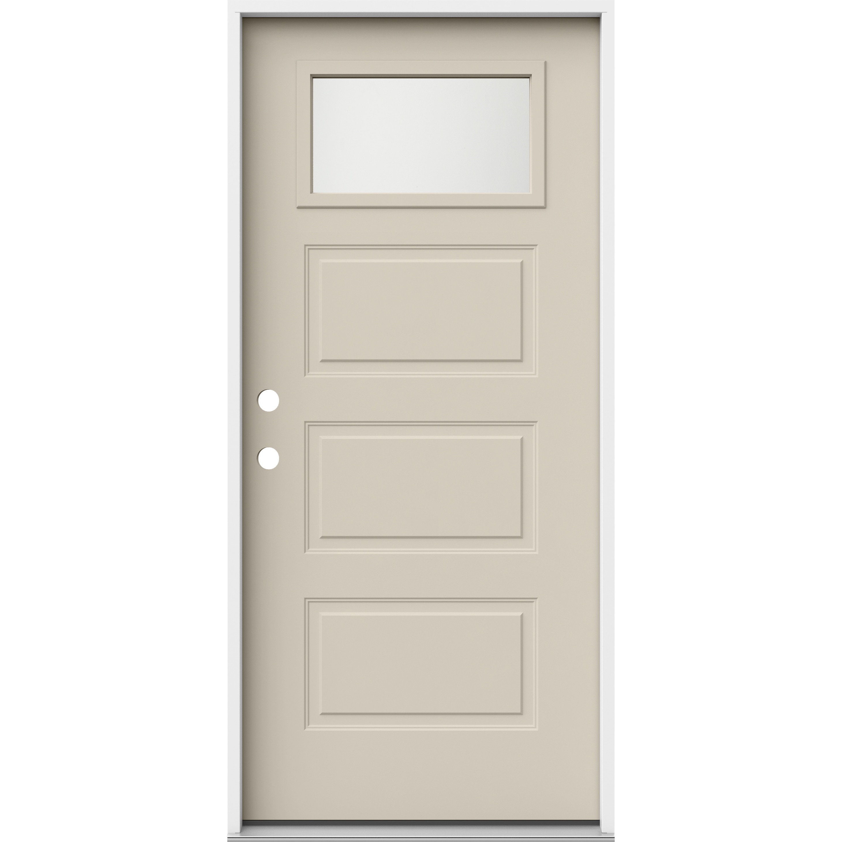 JELD-WEN LOWOLJW250300008 36-in x 80-in x 4-9/16-in Steel 1/4 lite Right-hand inswing Primed Prehung Front Door Insulating core