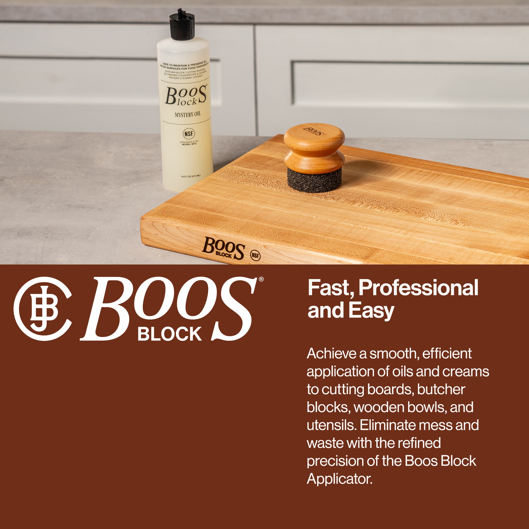 John Boos Block 32 fl oz Mystery Oil and Applicator Wooden Care Set in ...