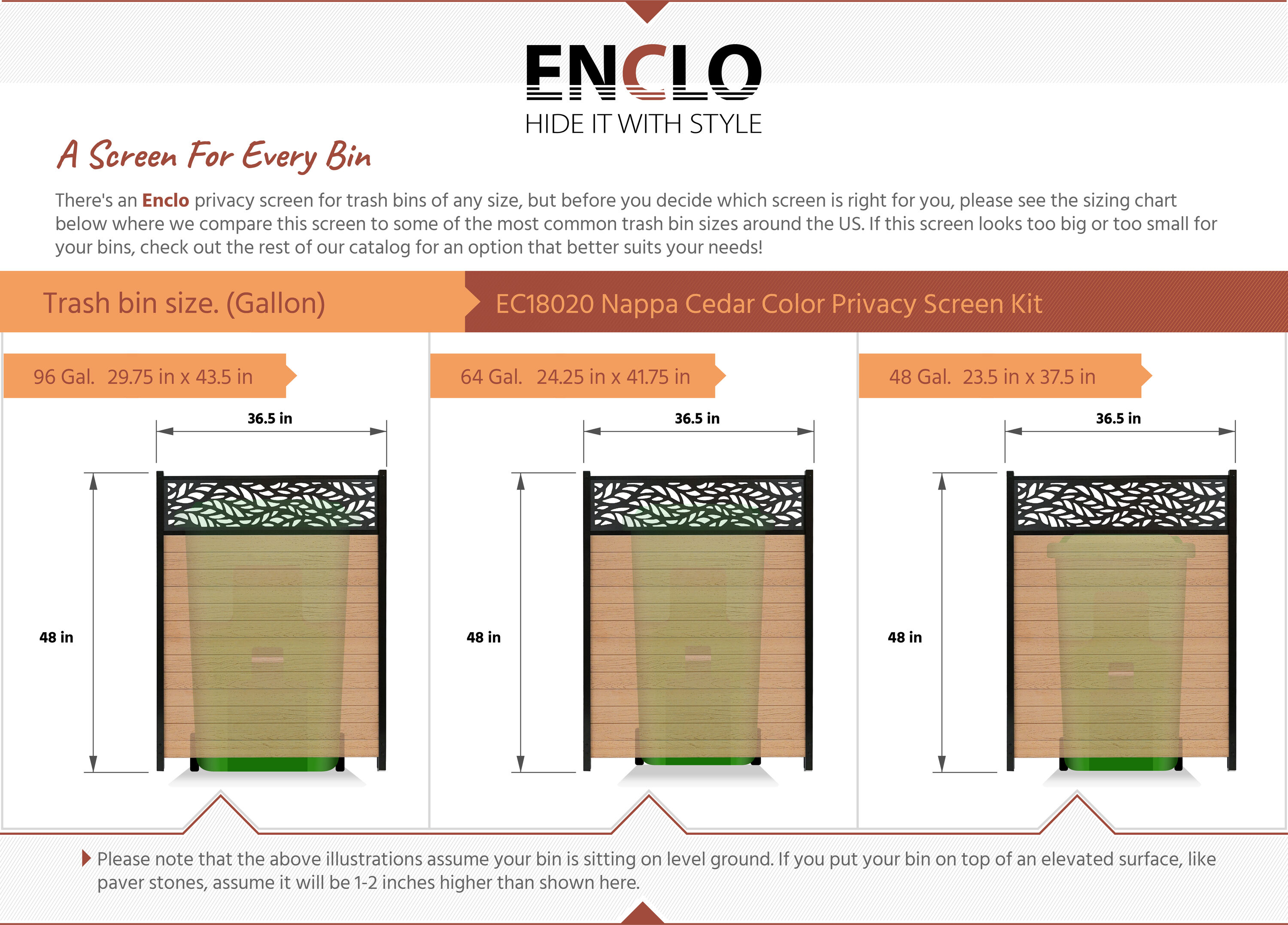 Nappa Cedar Color Vinyl Privacy Screen Kit with Laser Cut Design