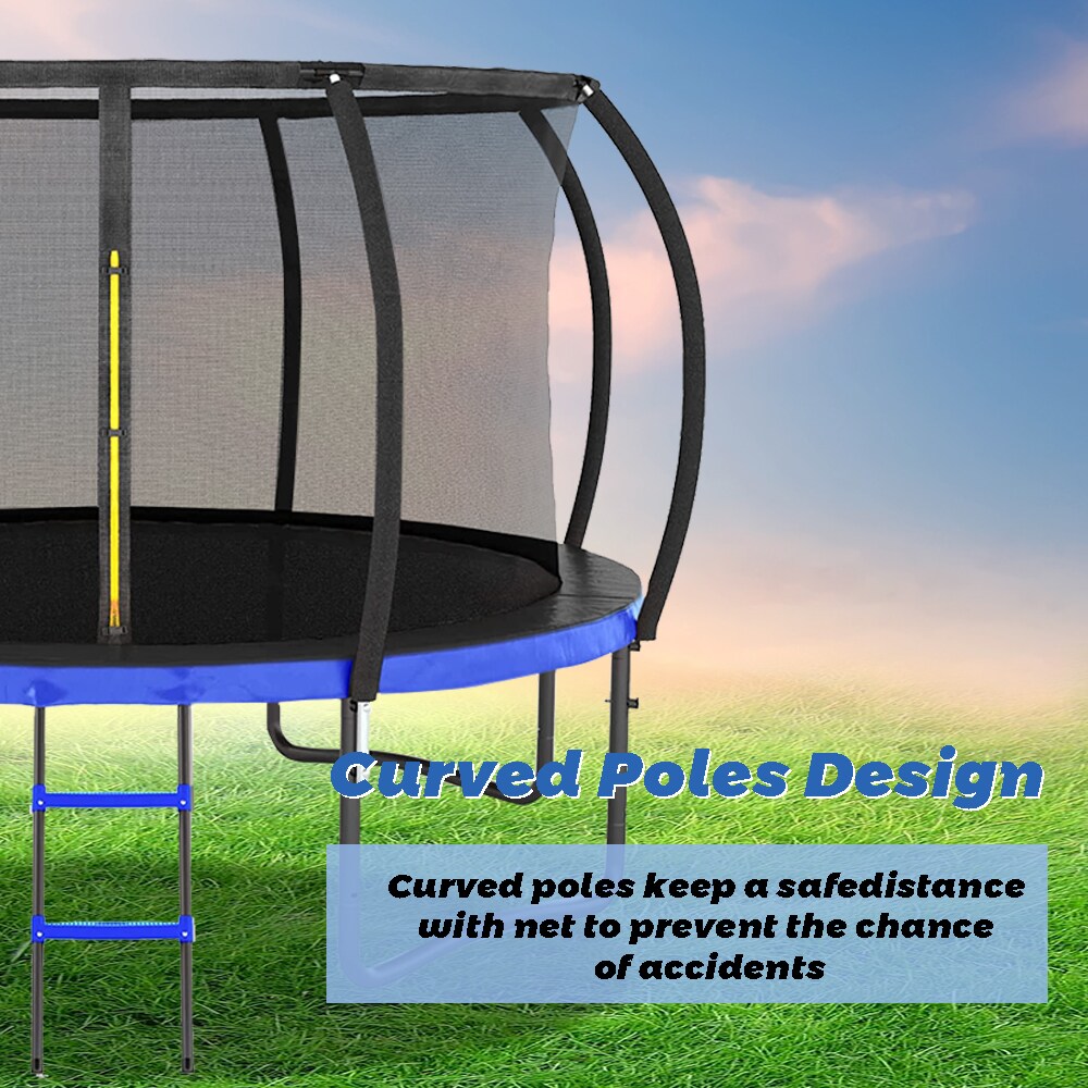 Fun Orange 12FT Round Black Backyard Trampoline with Safety Enclosure,  Waterproof Spring Cover Padding, and Enhanced Durability in the Trampolines  department at