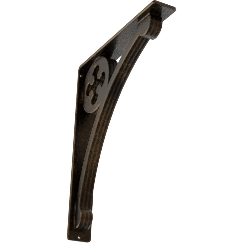 Ekena Millwork BKTM02X12X15TCRABS Crawley 12-in x 2-in x 15-in Antique brass Wrought iron Mounting bracket