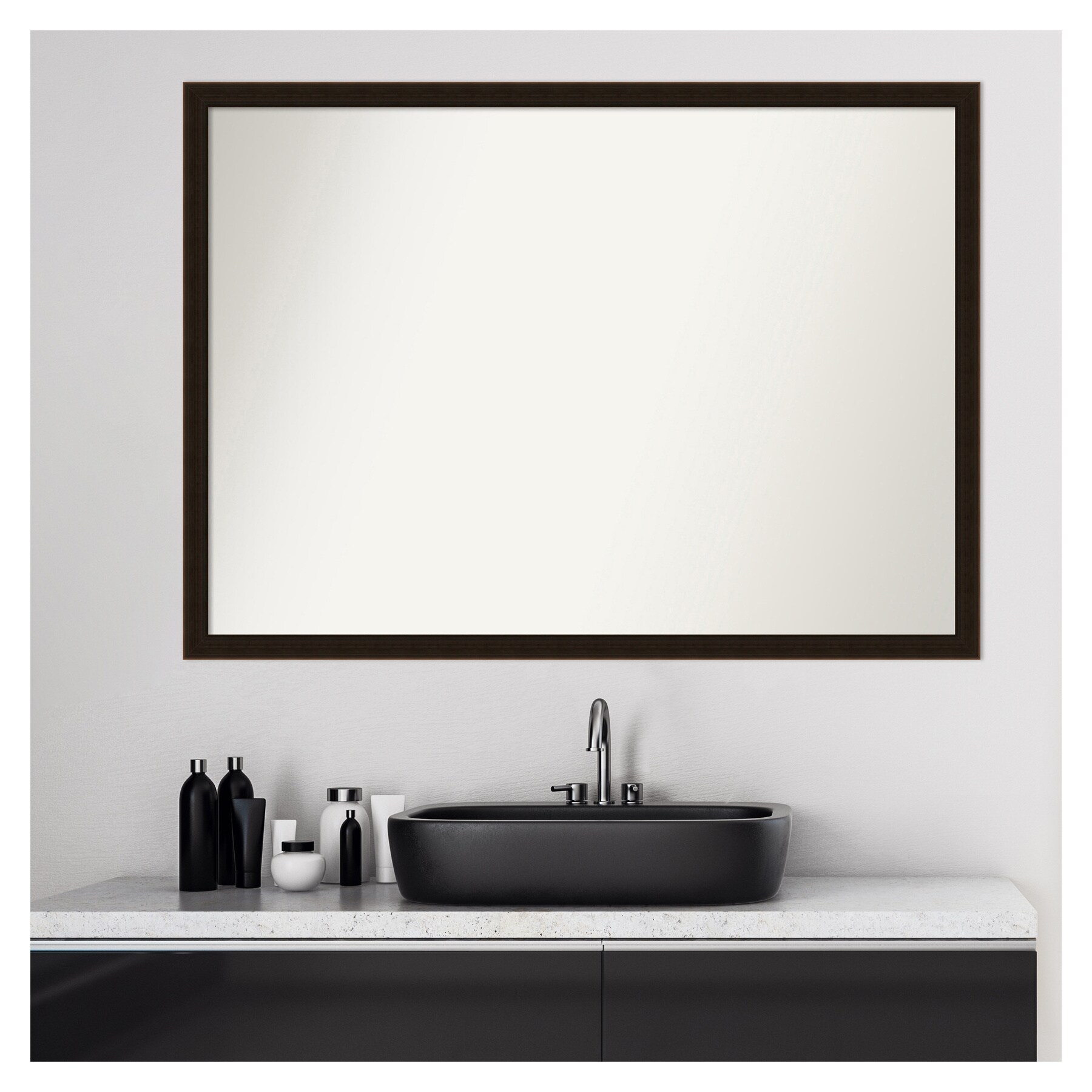 Espresso Brown Full Length Wood Bathroom Vanity Mirror
