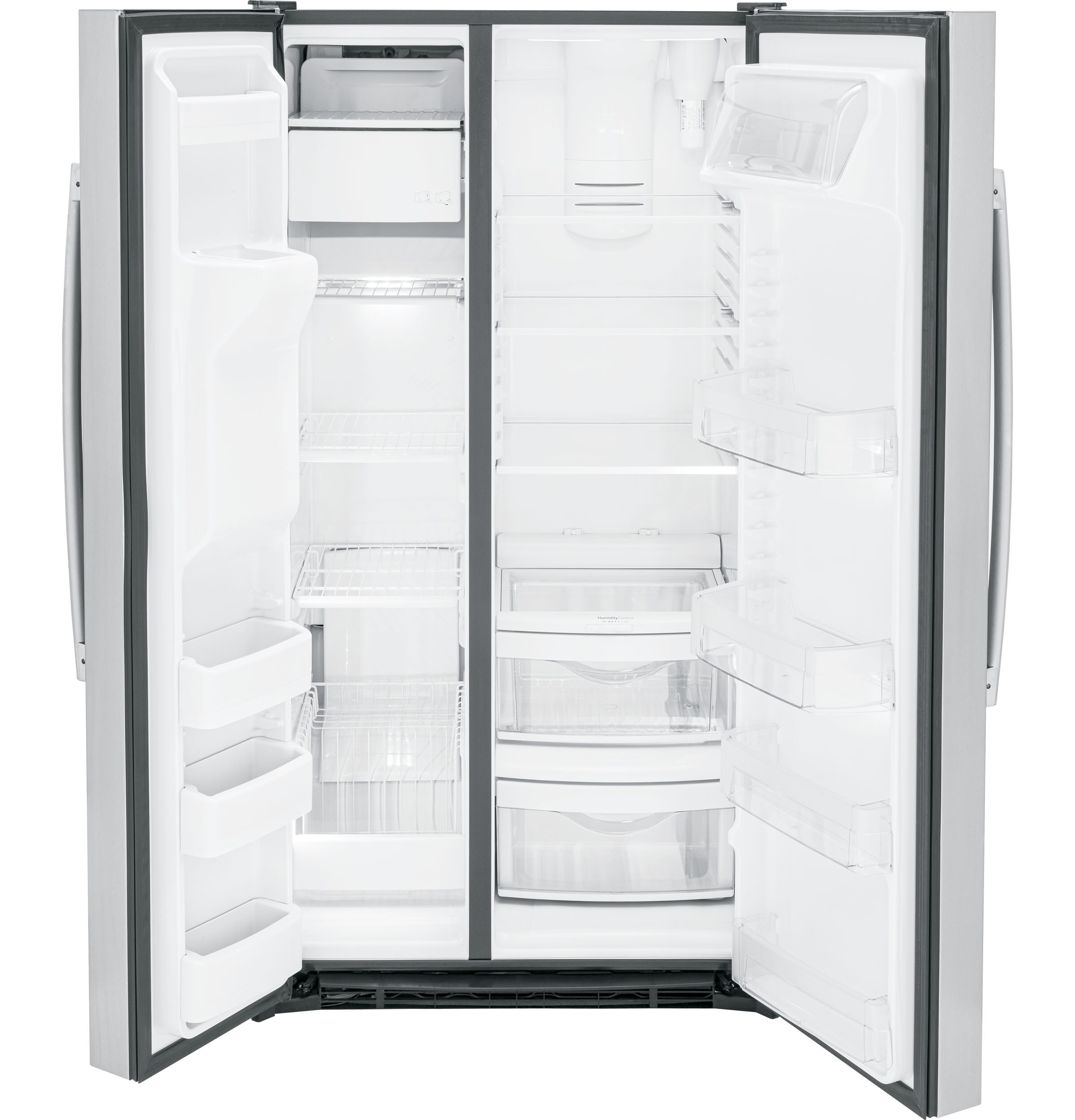 GE 25.3-cu ft Side-by-Side Refrigerator with Ice Maker, Water and Ice Dispenser (Stainless Steel)