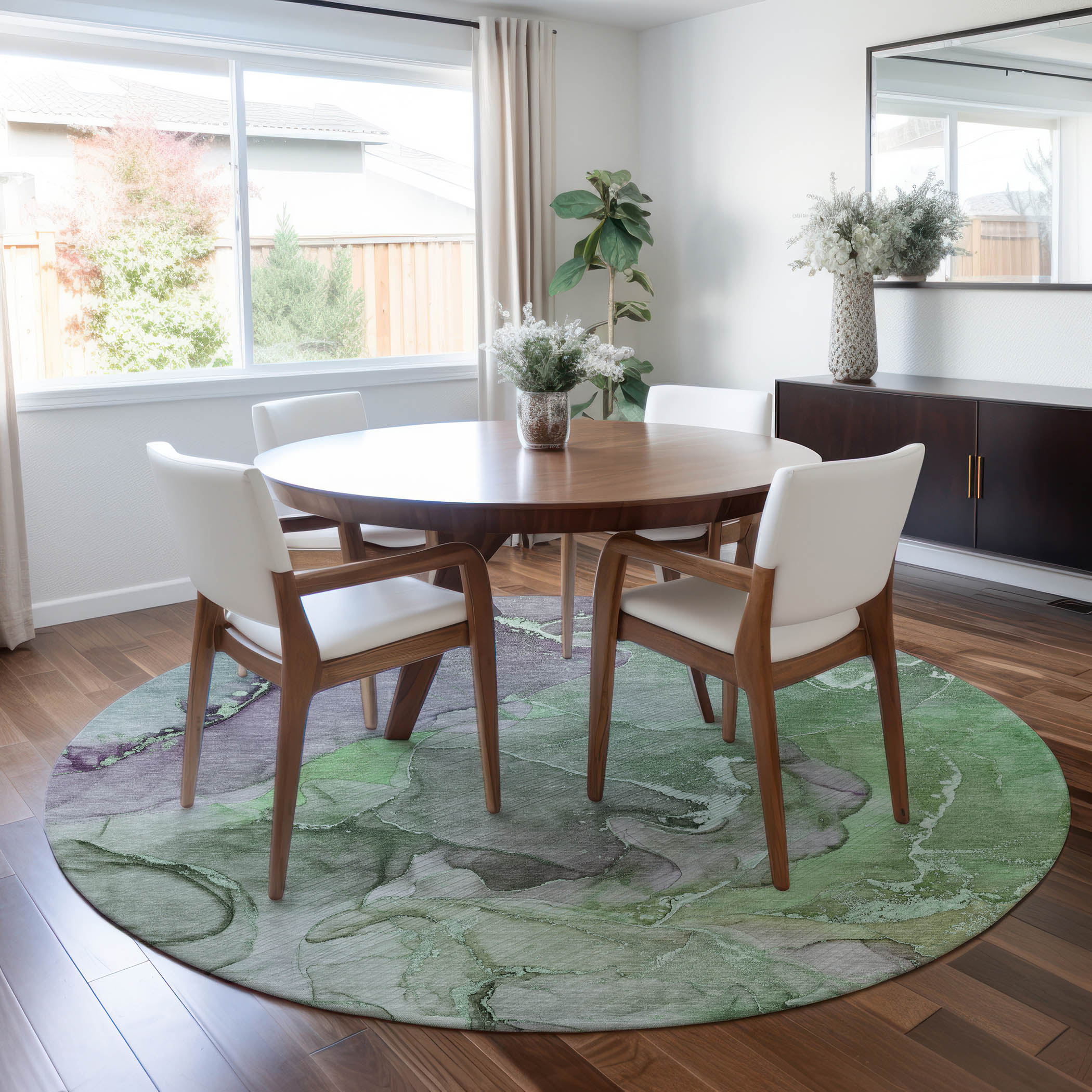 Addison Rugs ACN500GE8RO Chantille ACN500GE 8 x 8 (ft) Polyester Green Round Indoor/Outdoor Geometric Machine washable Area rug