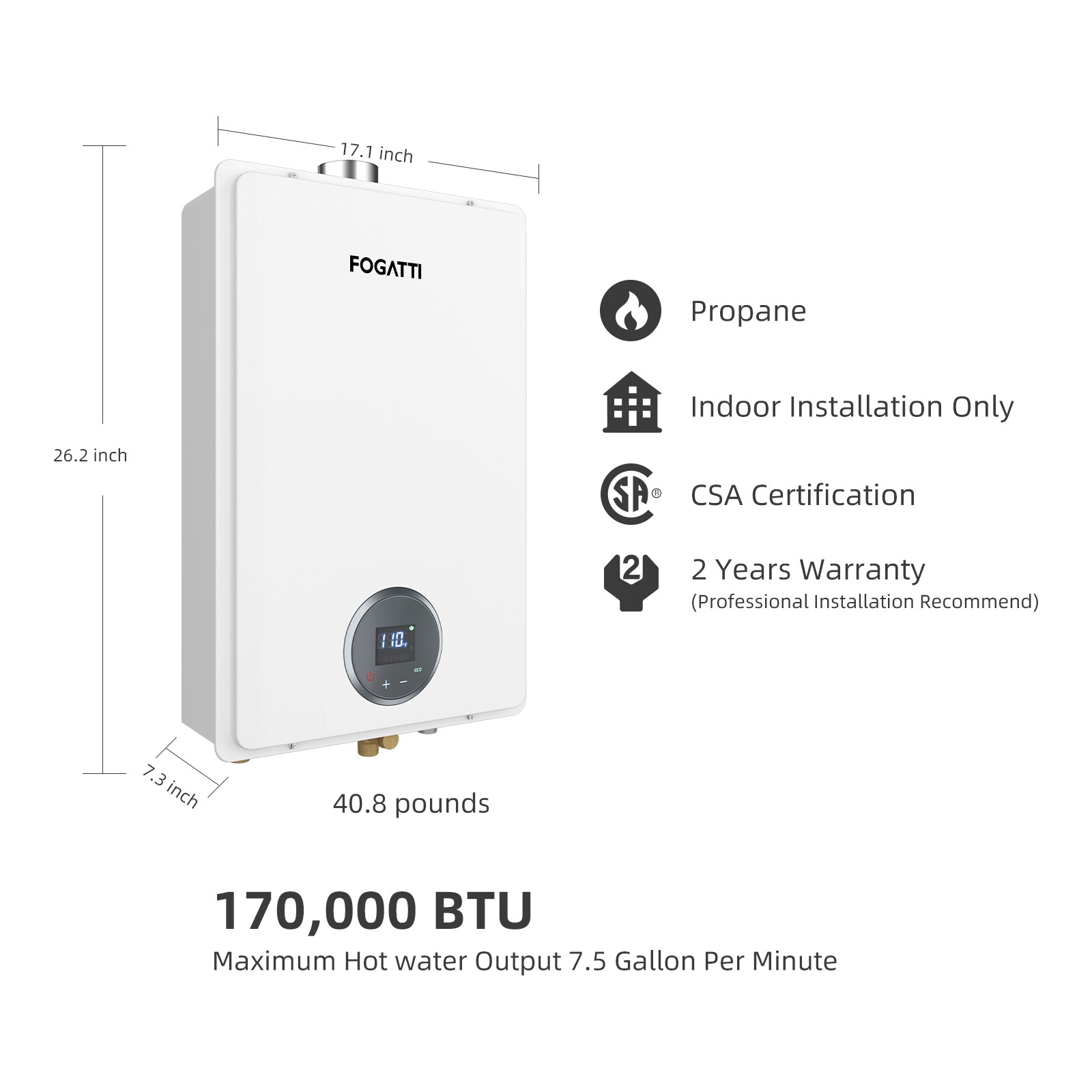 Fogatti FDG-CF170W-LP Gas-Water-Heaters - View #2