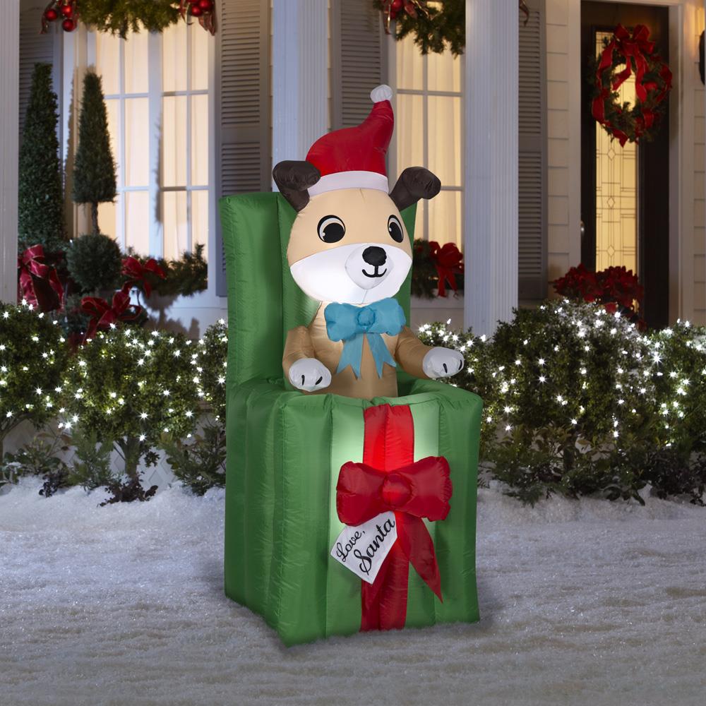 Gemmy 5-ft Animatronic Lighted Dog Christmas Inflatable at Lowes.com