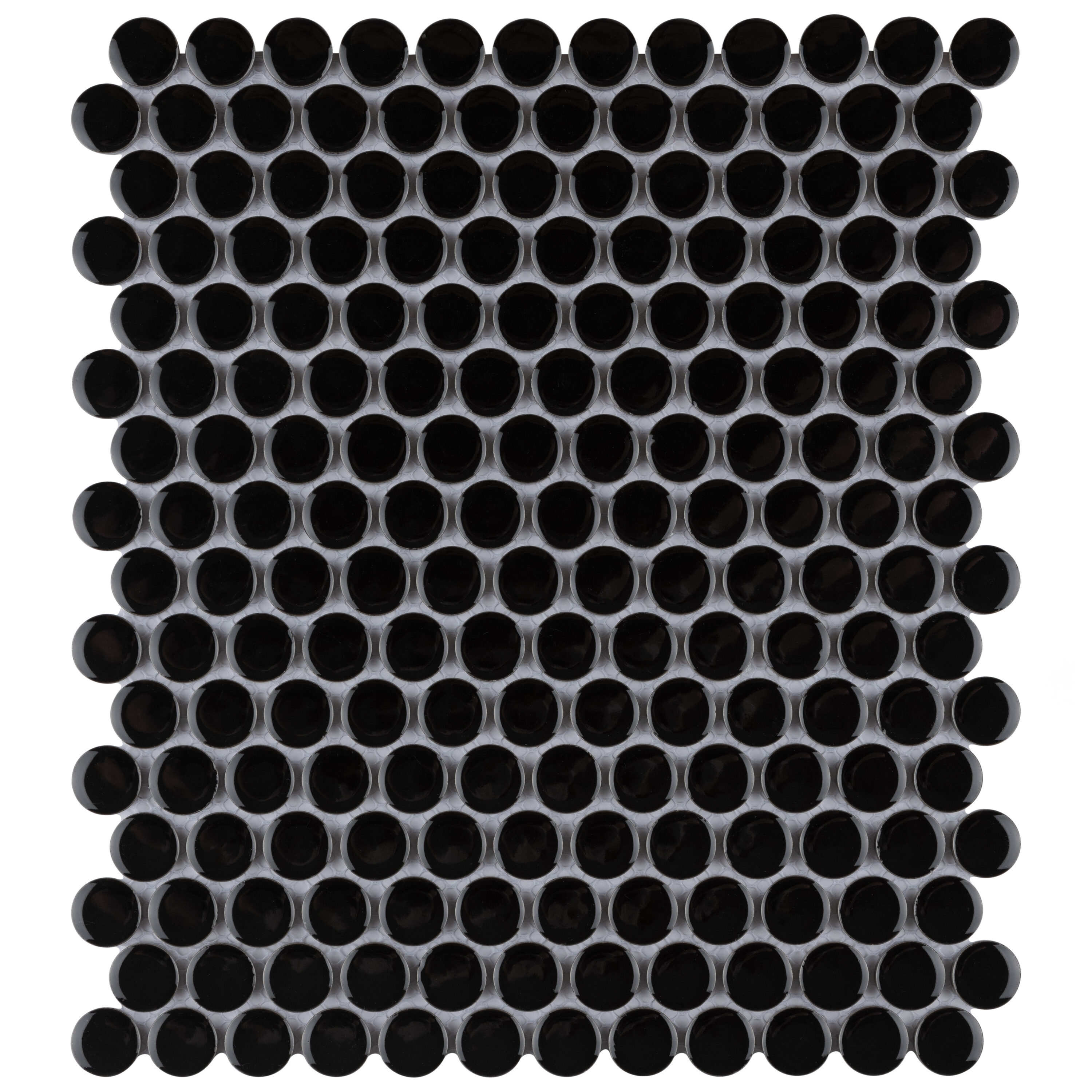 Affinity Tile FXLMPGBK Metro Penny Glossy Black 10-in x 12-in Glossy Porcelain Patterned Penny Floor and Wall Tile (8-sq. ft/ Carton)