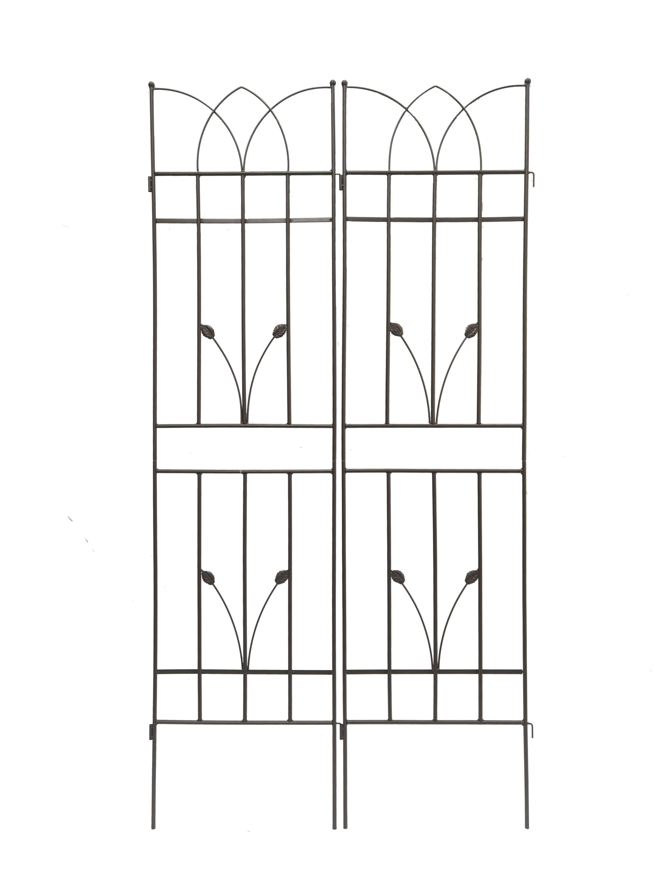Kahomvis GDLIFE-QPT2-459 Garden Trellis 18-Inches W x 71-Inches H Brown Iron Garden Trellis For Climbing Plants For Cucumbers For Roses For Tomatoes
