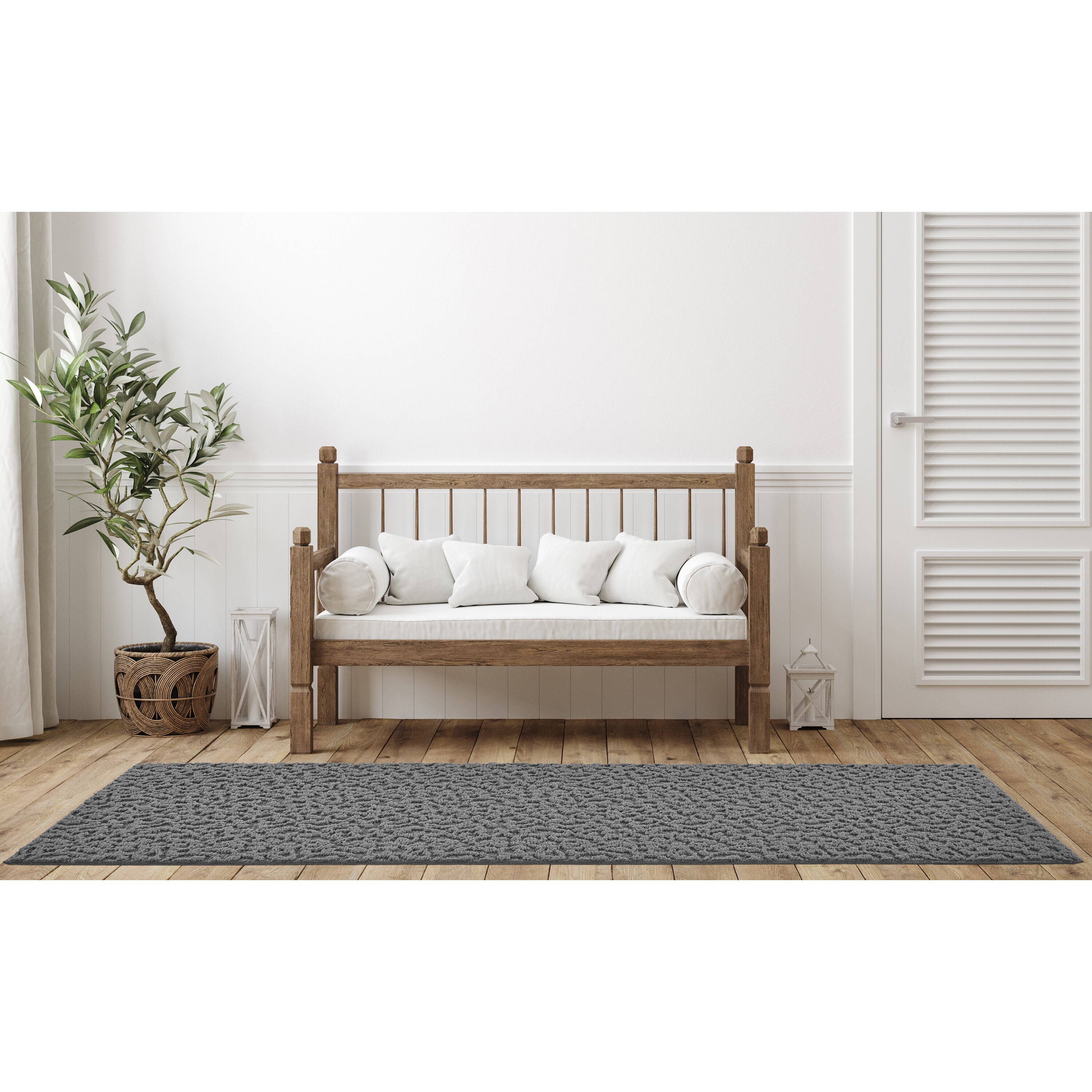 Garland Rug CL010N02414412 Ivy 2 x 12 (ft) Tufted Polypropylene Cinder Gray Rectangular Indoor Floral/Botanical Farmhouse/Cottage Runner rug
