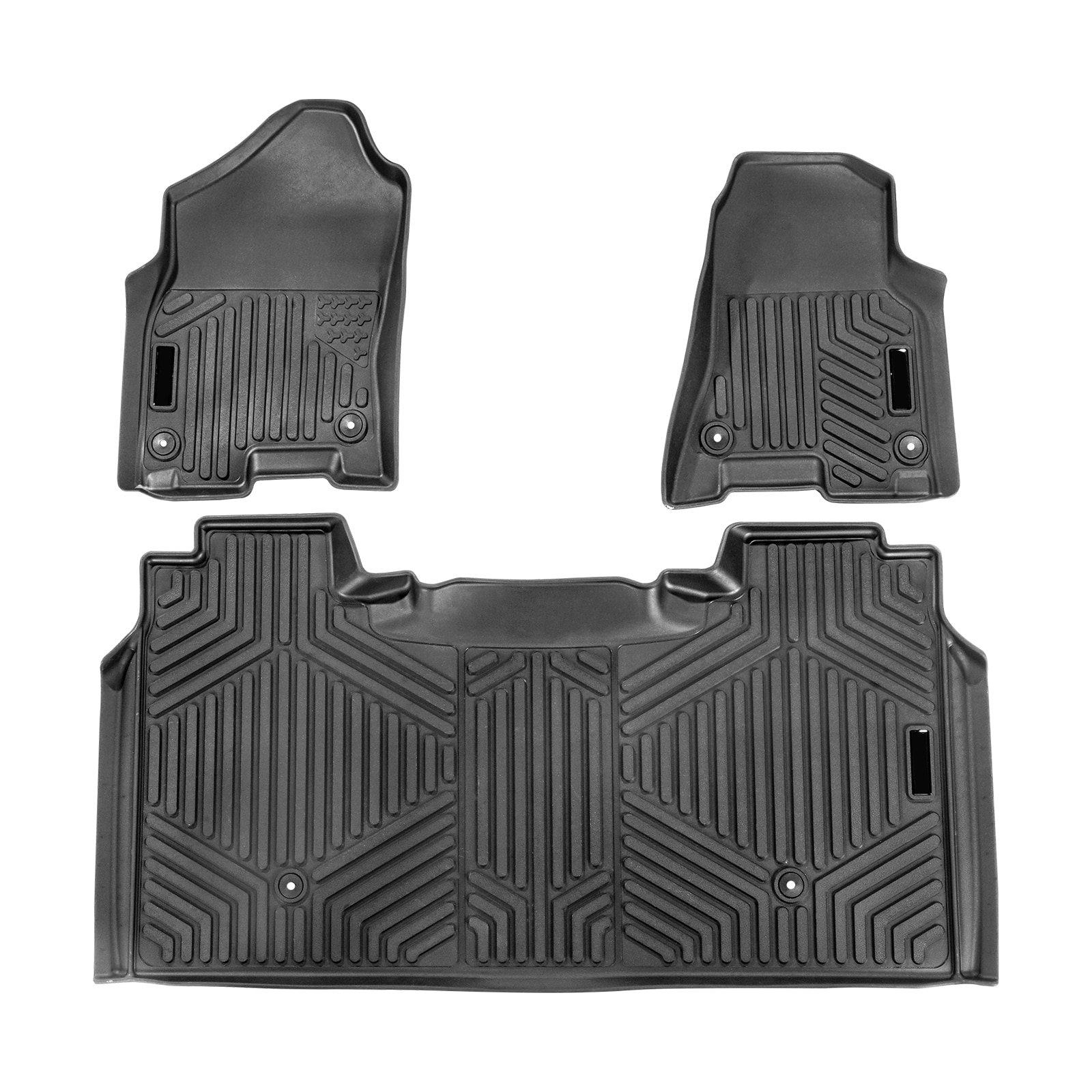 VEVOR Automotive Floor Mats Fits for Dodge Ram 1500 Crew Cab 2019-2024 3 pcs Front and 2nd Row Liners All Weather Custom Fit TPE Vehicle Floor Mats