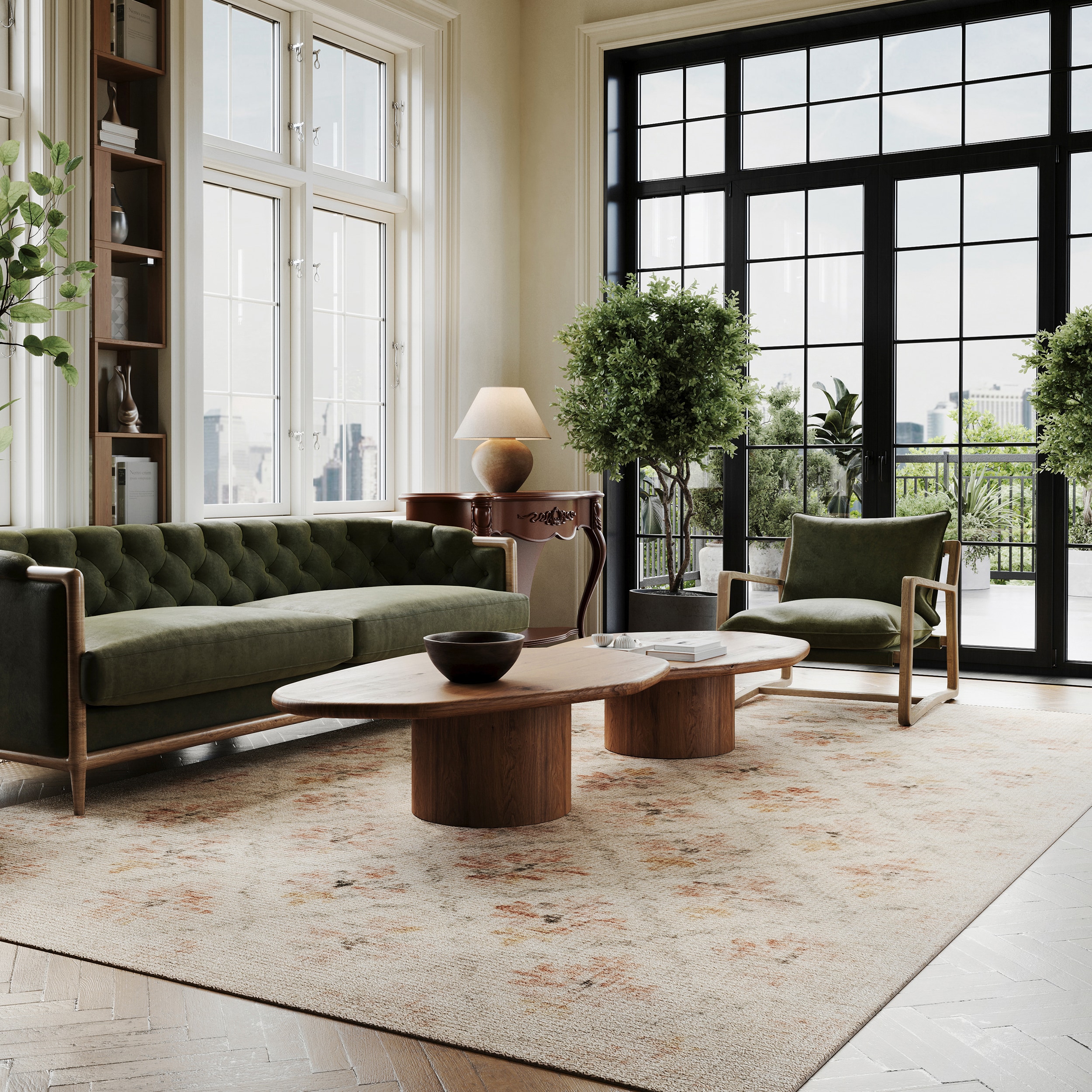 Rugs USA 200SVAY06A-406 Padma Lakshmi Elizabeth Hand-Tufted Vintage Medallion Wool-Blend Rug 4ft. x 6ft. Multicolor Area Rug