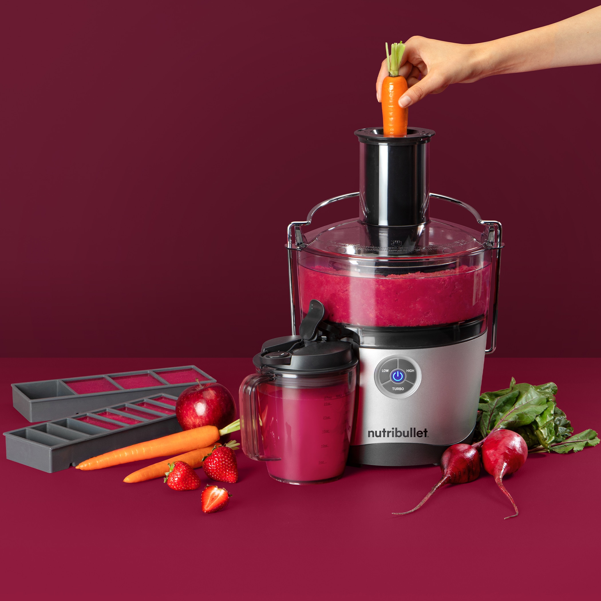 NutriBullet Juicer Pro Centrifugal Juicer Machine for Fruit, Vegetables,  and Food Prep, 27 Ounces/1.5 Liters, 1000 Watts, Silver, NBJ50200 