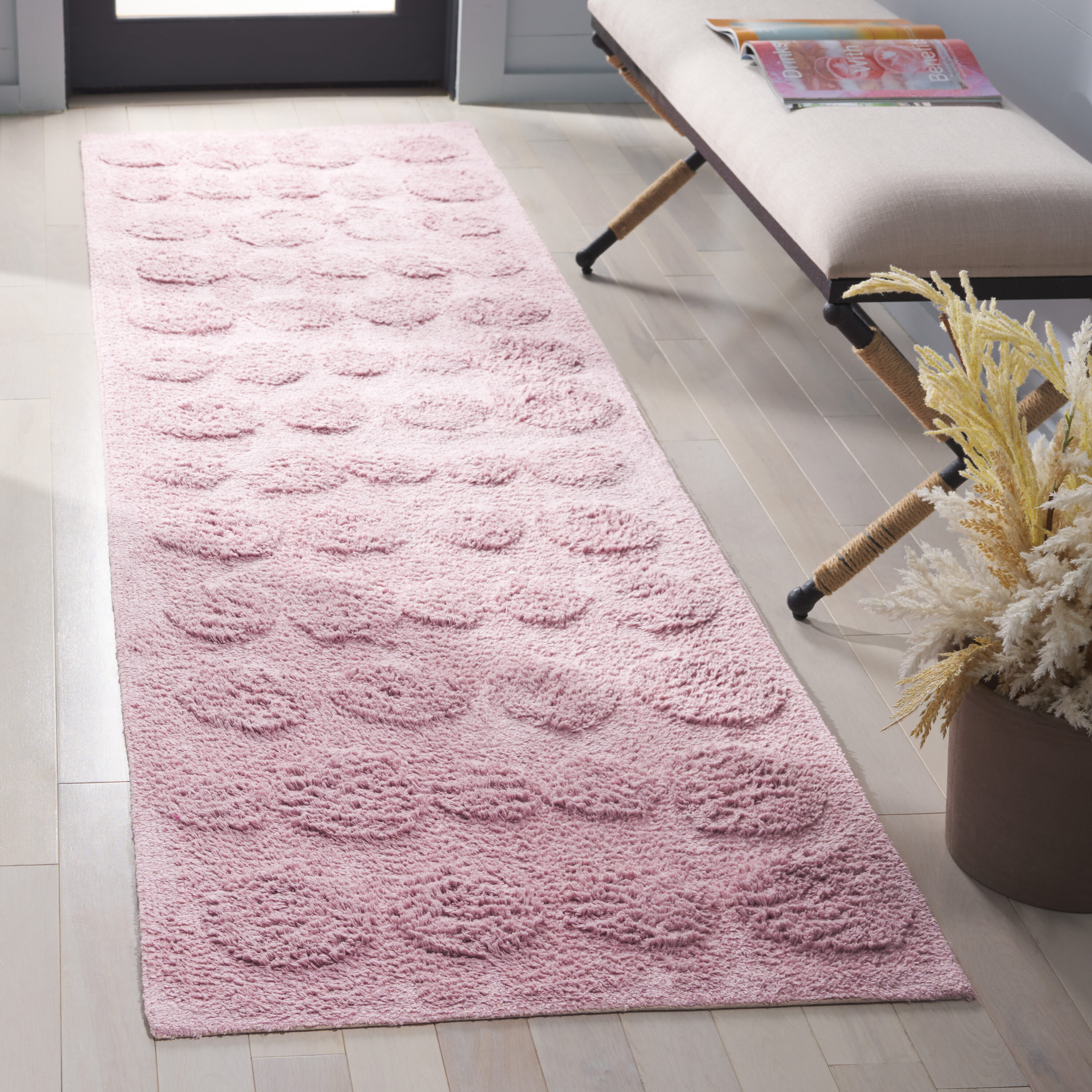  Easy Care 227 Rose Contemporary 2ft-3in x 9ft Runner Rug