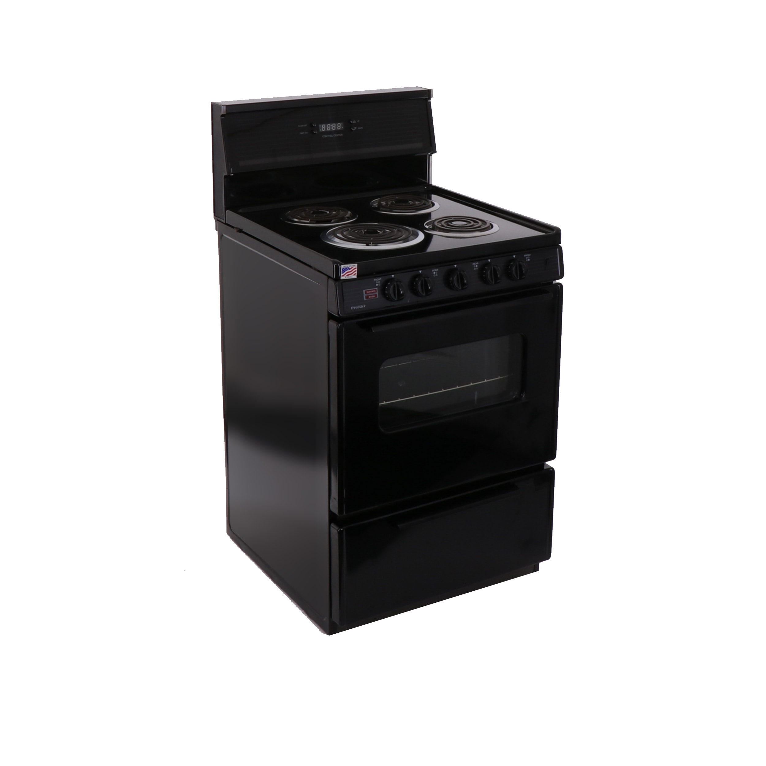 Premier 24-in 4 Burners 2.9-cu ft Freestanding Electric Range (Black) in  the Single Oven Electric Ranges department at