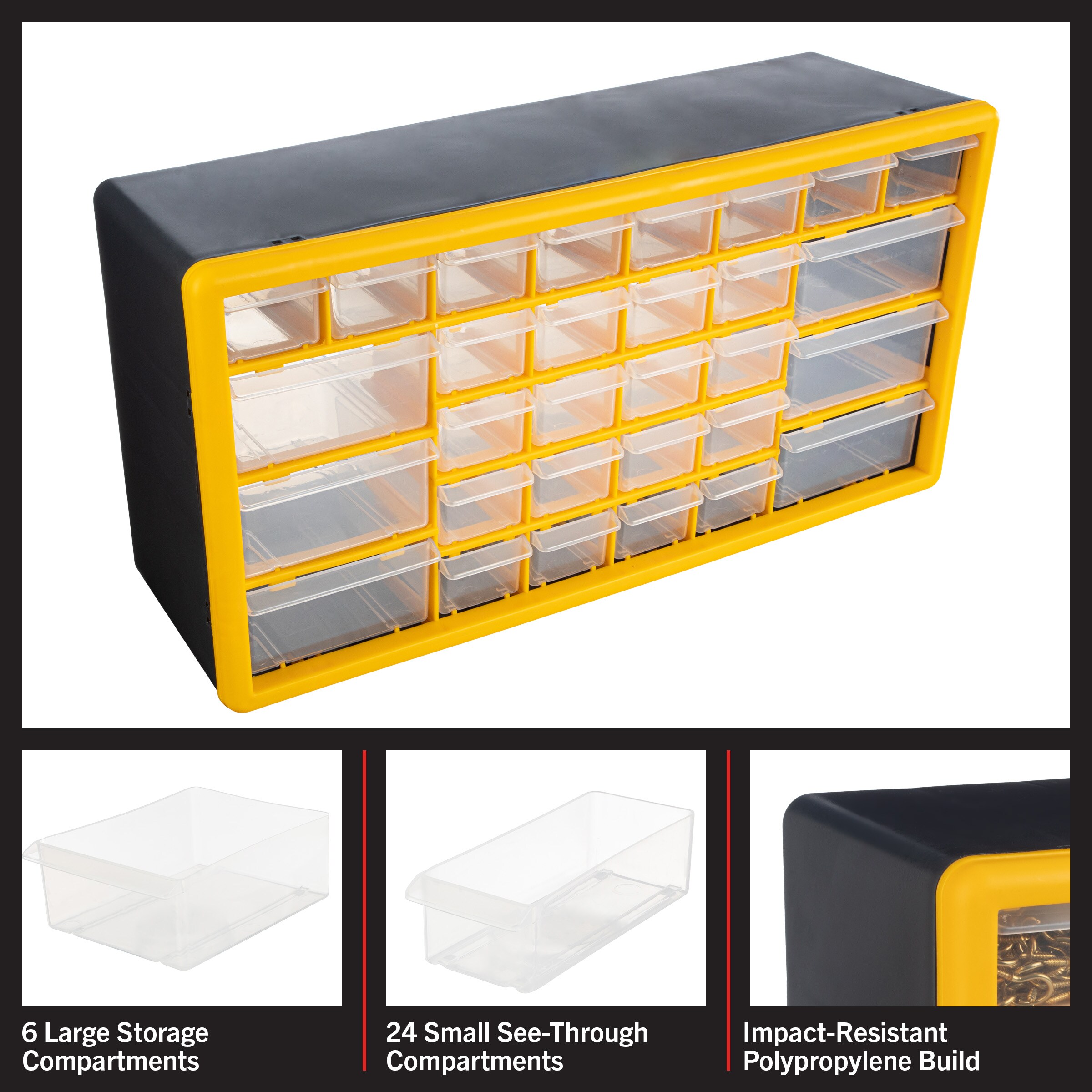 Stalwart Tool Organizer 4-Compartment Plastic Small Parts