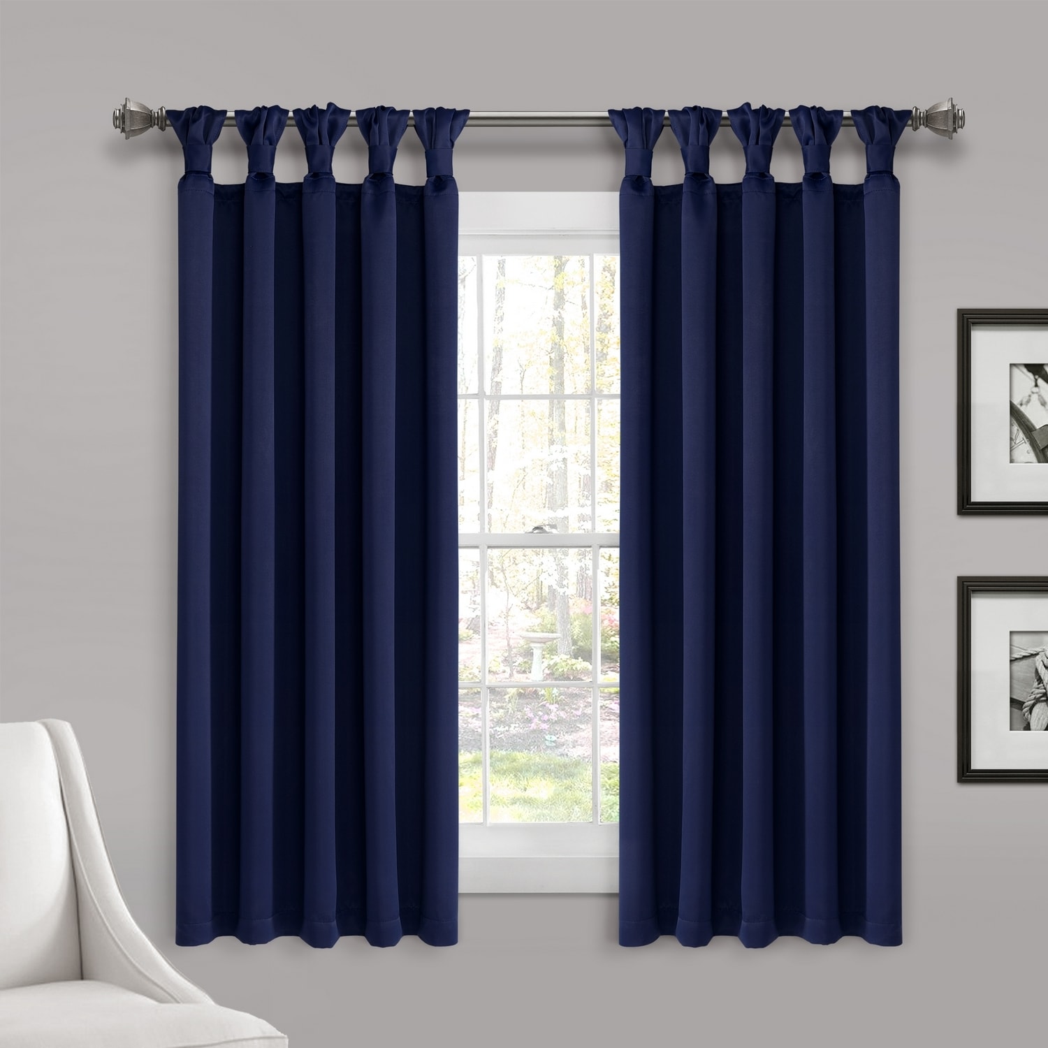 Lush Decor 16T004567 63-Inches Navy Blackout Top tab Curtain panel pair