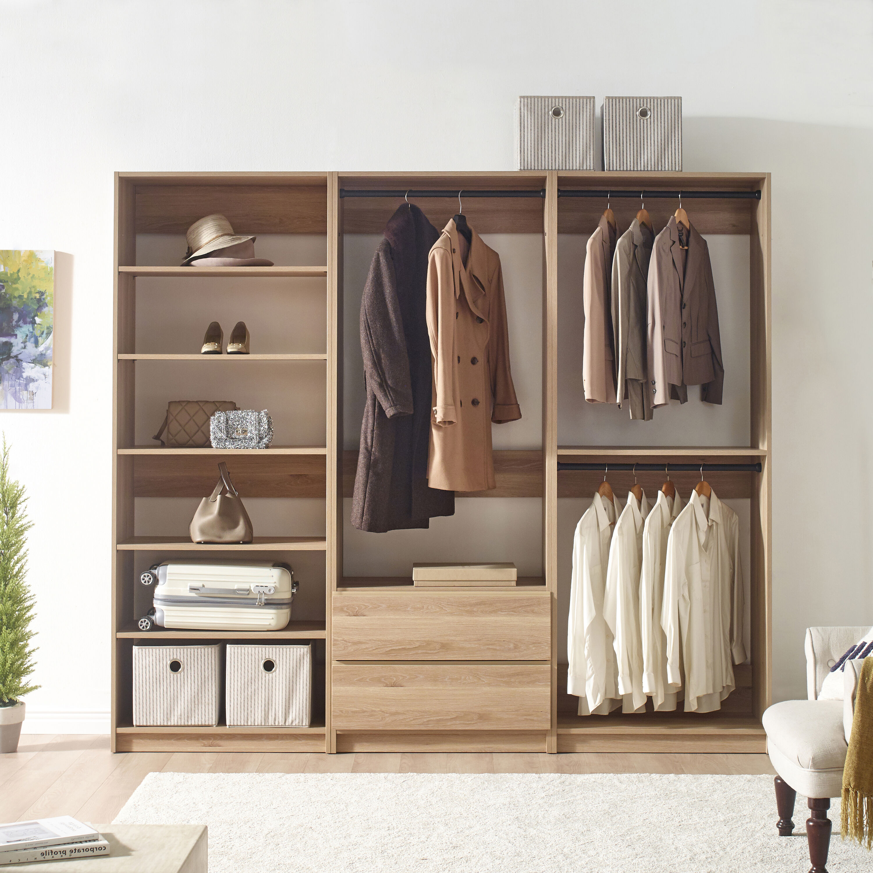 Klair Living PROSPER-ECA OAK Prosper 7.83-Feet to 7.83-Feet W x 6.91-Feet H Oak Solid Shelving Wood Closet System