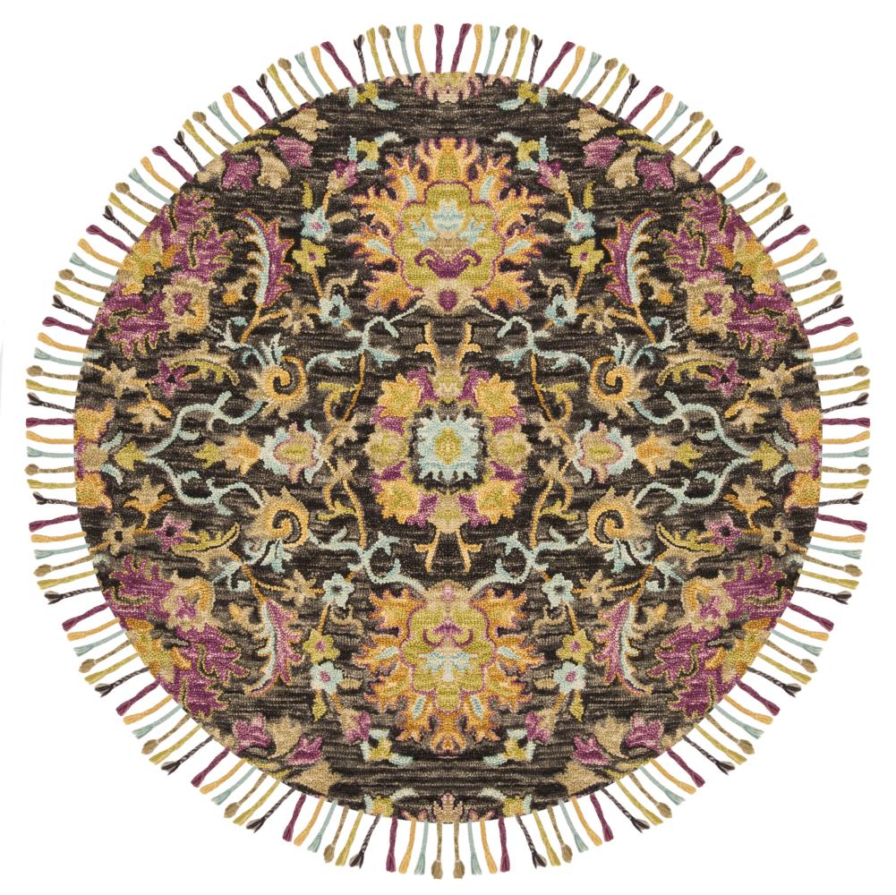 Country Casual Floral Hand-Tufted Round Wool Rug, Multicolor 6'