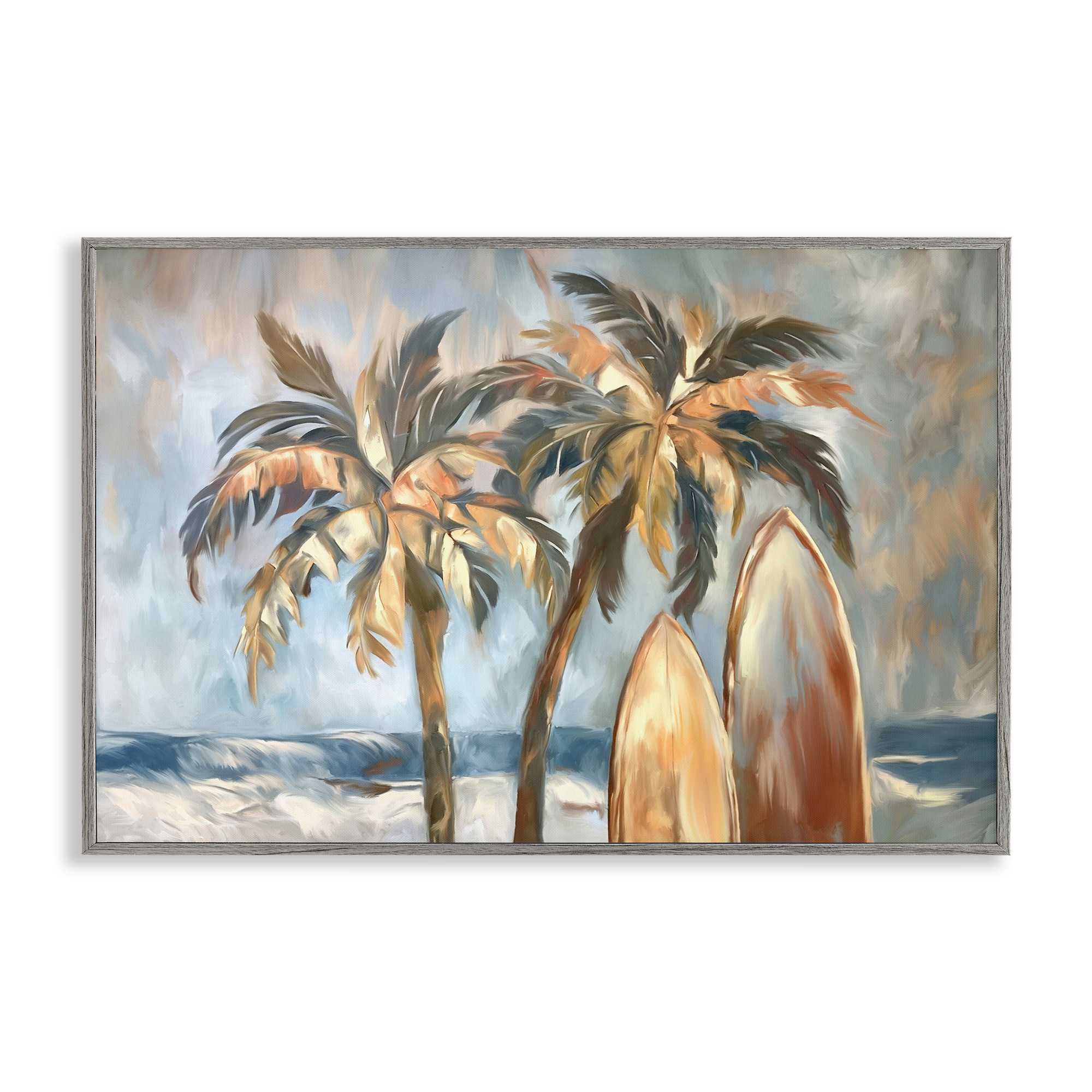 Stupell Industries BS-971-GFF-20X30 Warm Tropical Surfboards Gray Framed Giclee Art By Ramona Murdock 30 x 20