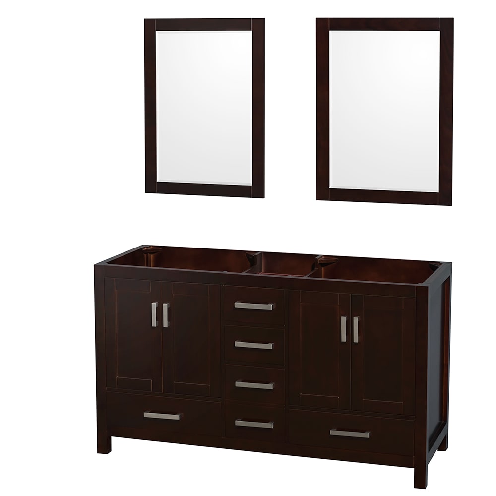 Wyndham Collection WCS141460DESCXSXXM24 Sheffield 60-in Espresso with Brushed Chrome Trim Bathroom Vanity Base Cabinet without Top (Mirror Included)