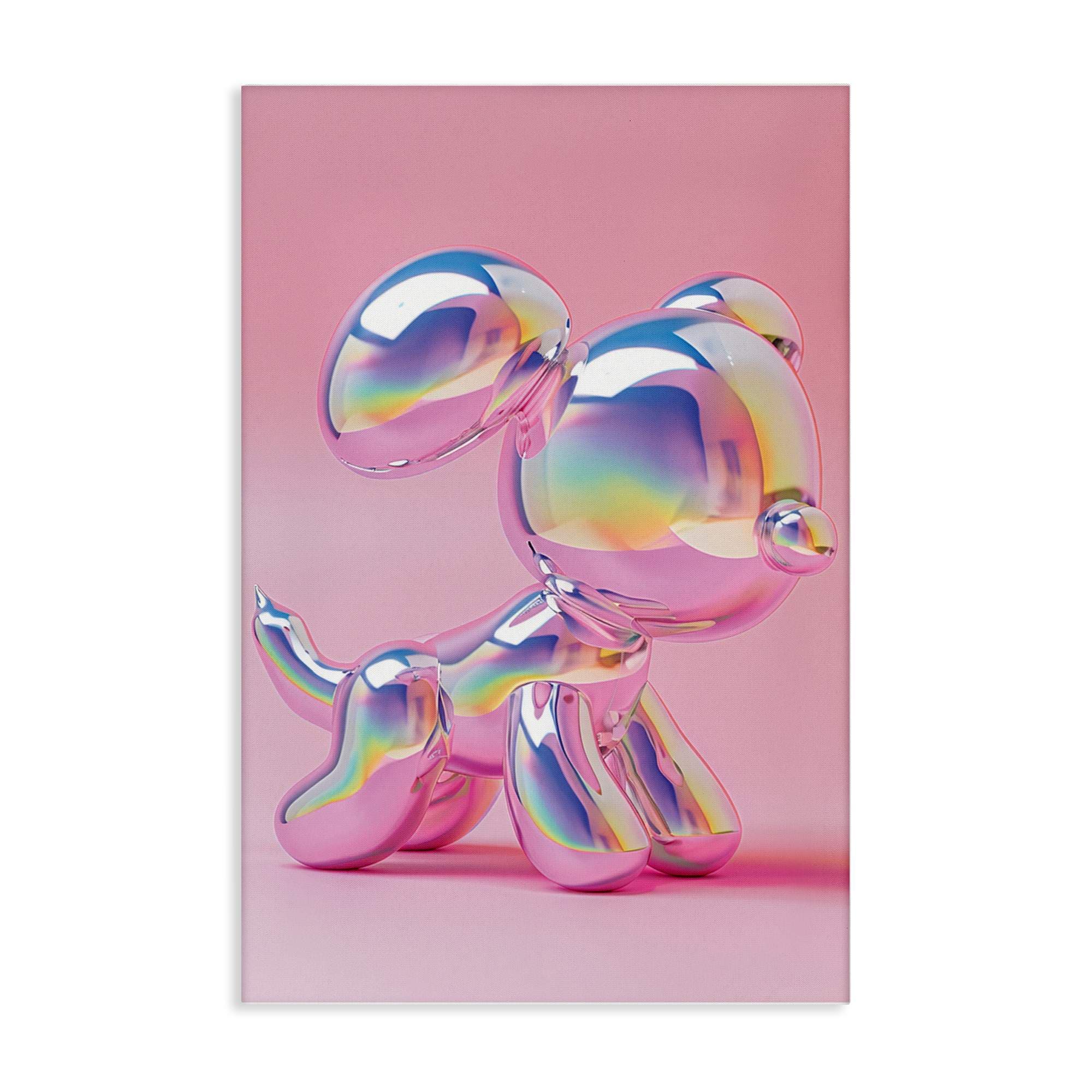 Stupell Industries BT-673-CN-24X36 Pink and  Iridescent Trendy Dog Canvas design by LSR Design Studio
