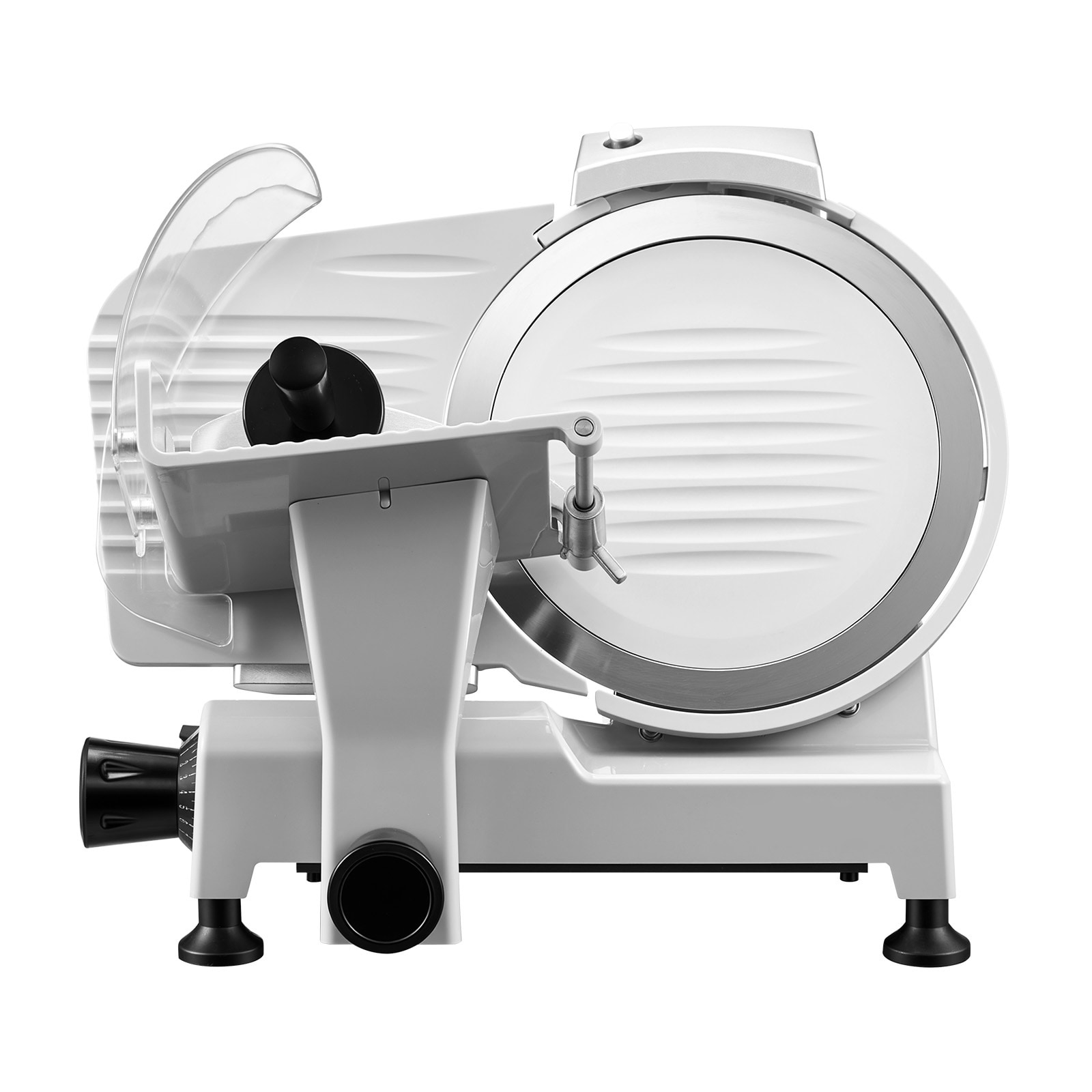 VEVOR SCDRQPJSYKSY18534V1 Commercial Meat Slicer  300W Electric Cutter  Removable 10in Carbon Steel Blade and Food Tray  0-0.47in Adjustable Thickness Food Slicer Machine for Frozen Meat  Ham  Baguett  Steak  ETL Approved