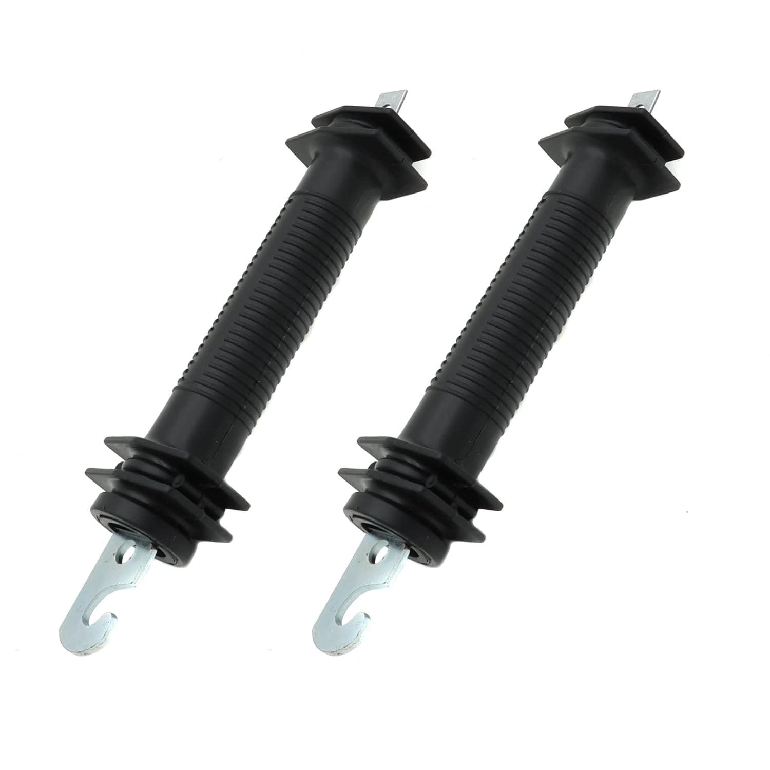 Etokfoks  Electric Fence Plastic Heavy Duty Gate Handle with Spring Insulators 2 Pack Black Safety Flange Design