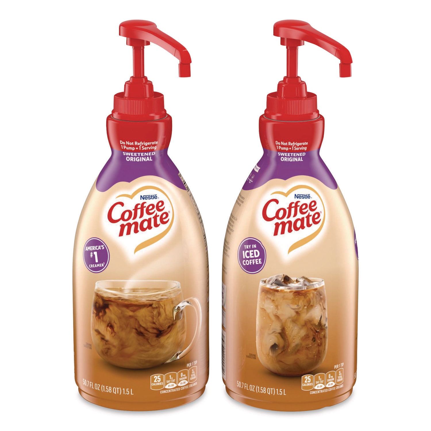 Coffee Mate Liquid Coffee Creamer Sweetened Original 1.5 L Pump Bottle 2/Carton