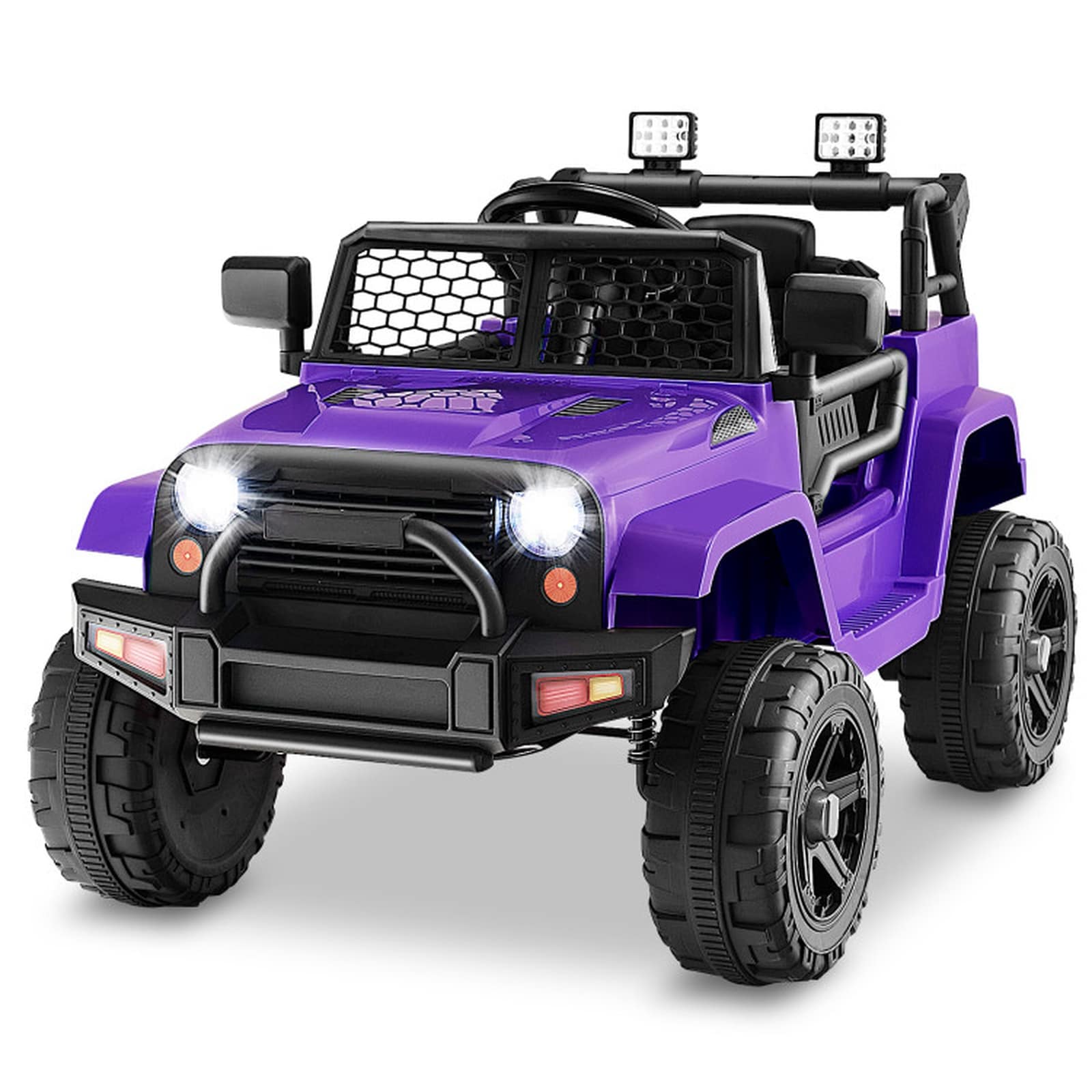 SUGIFT - 12V Kids Ride On Truck with Parent Remote Control and Working Headlights Purple Battery ...