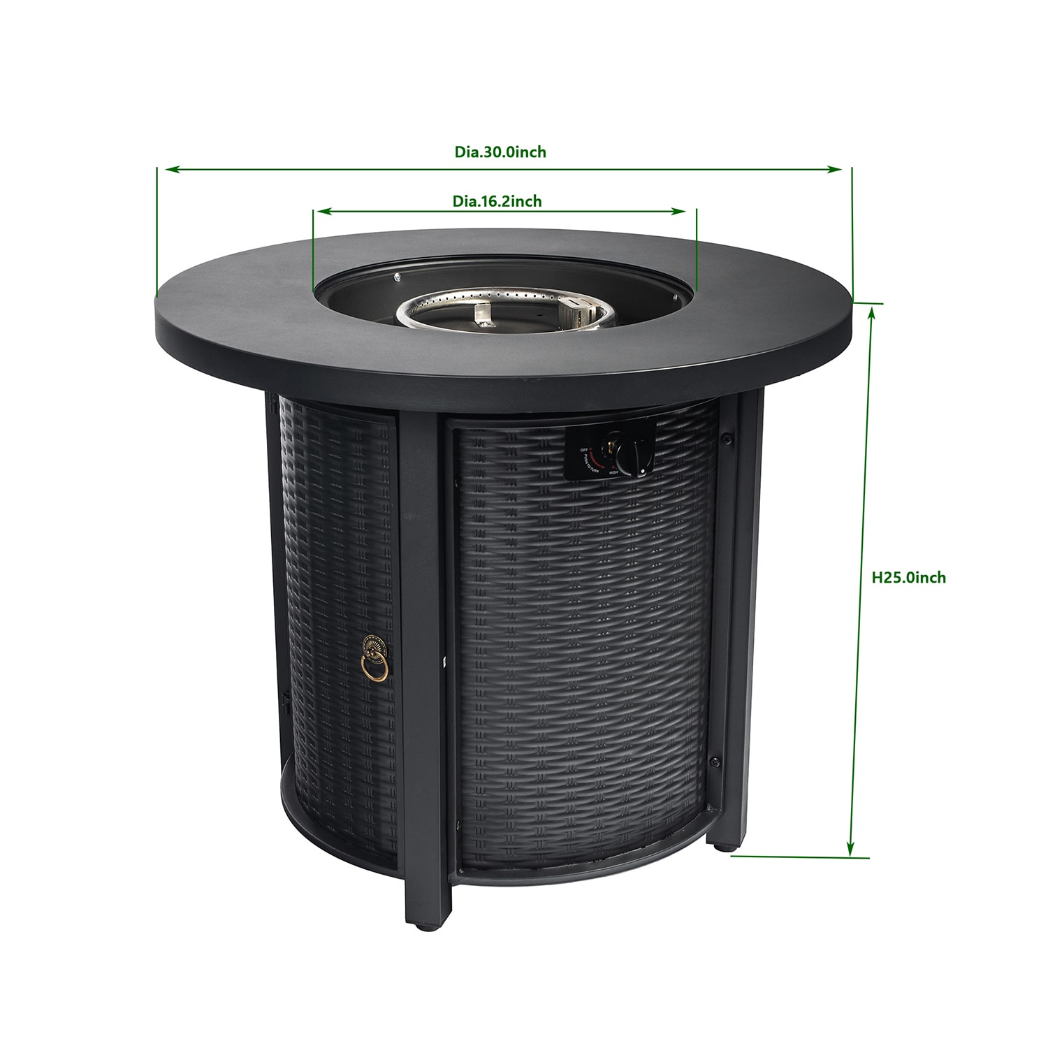 SINOFURN 30-in W Black Steel Round Propane Gas Fire Pit Table in the ...