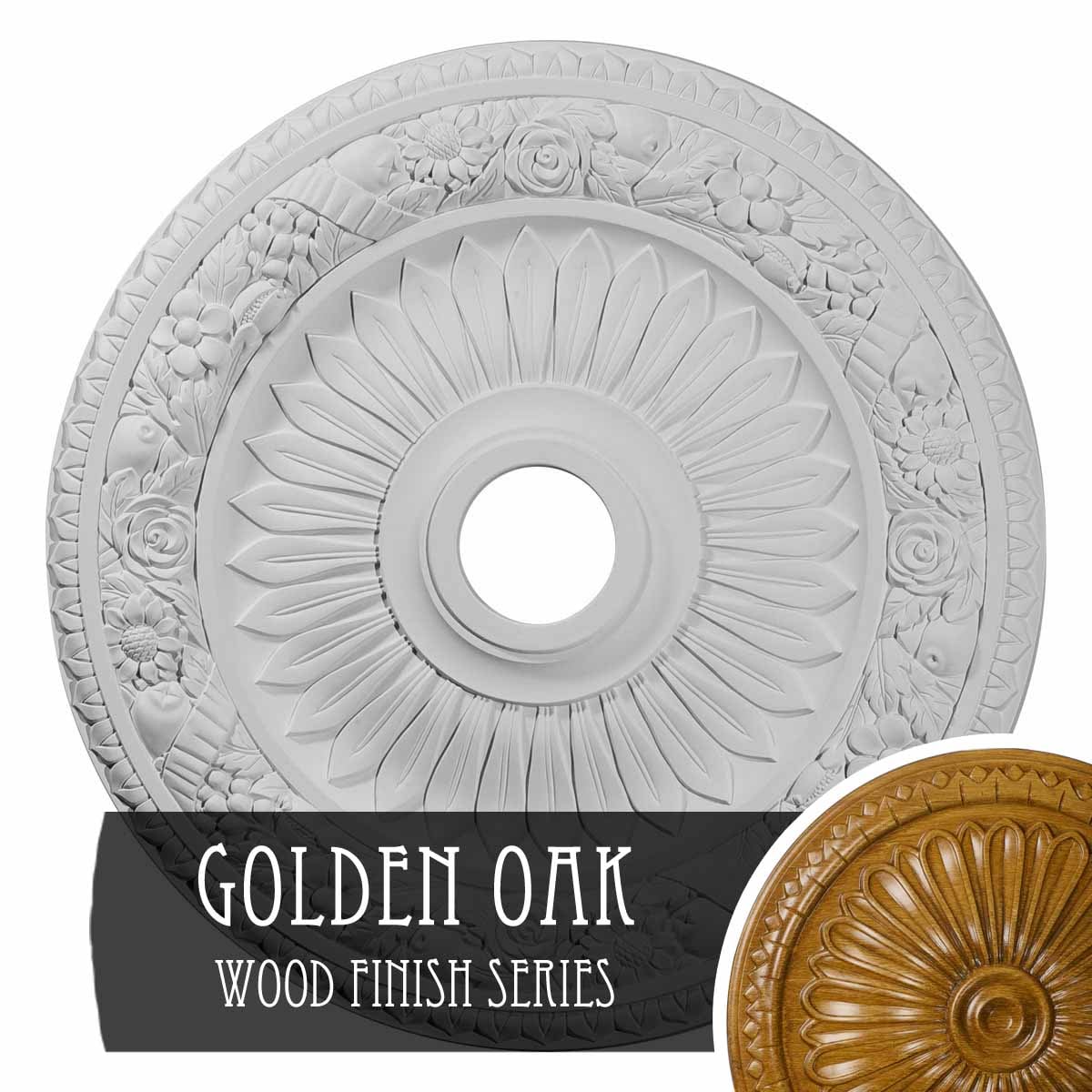Ekena Millwork CM23BEGOS Bellona 23.625-in W x 23.625-in L Golden Oak Polyurethane Ceiling Medallion