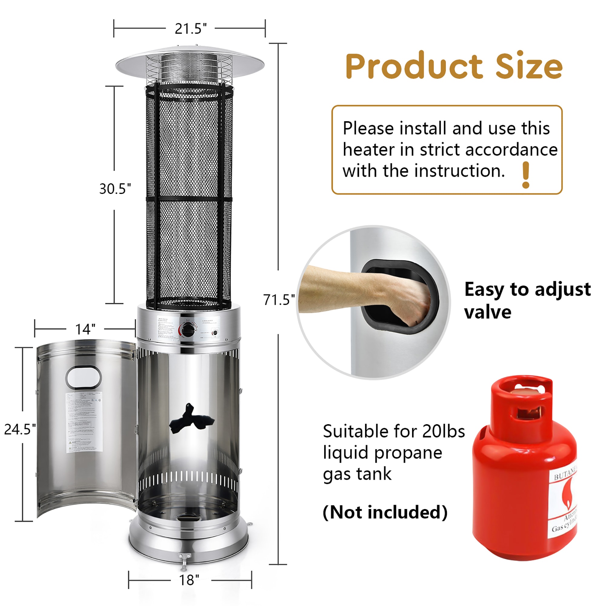 Costway SWL00053 Portable-Liquid-Propane-Heaters - View #10