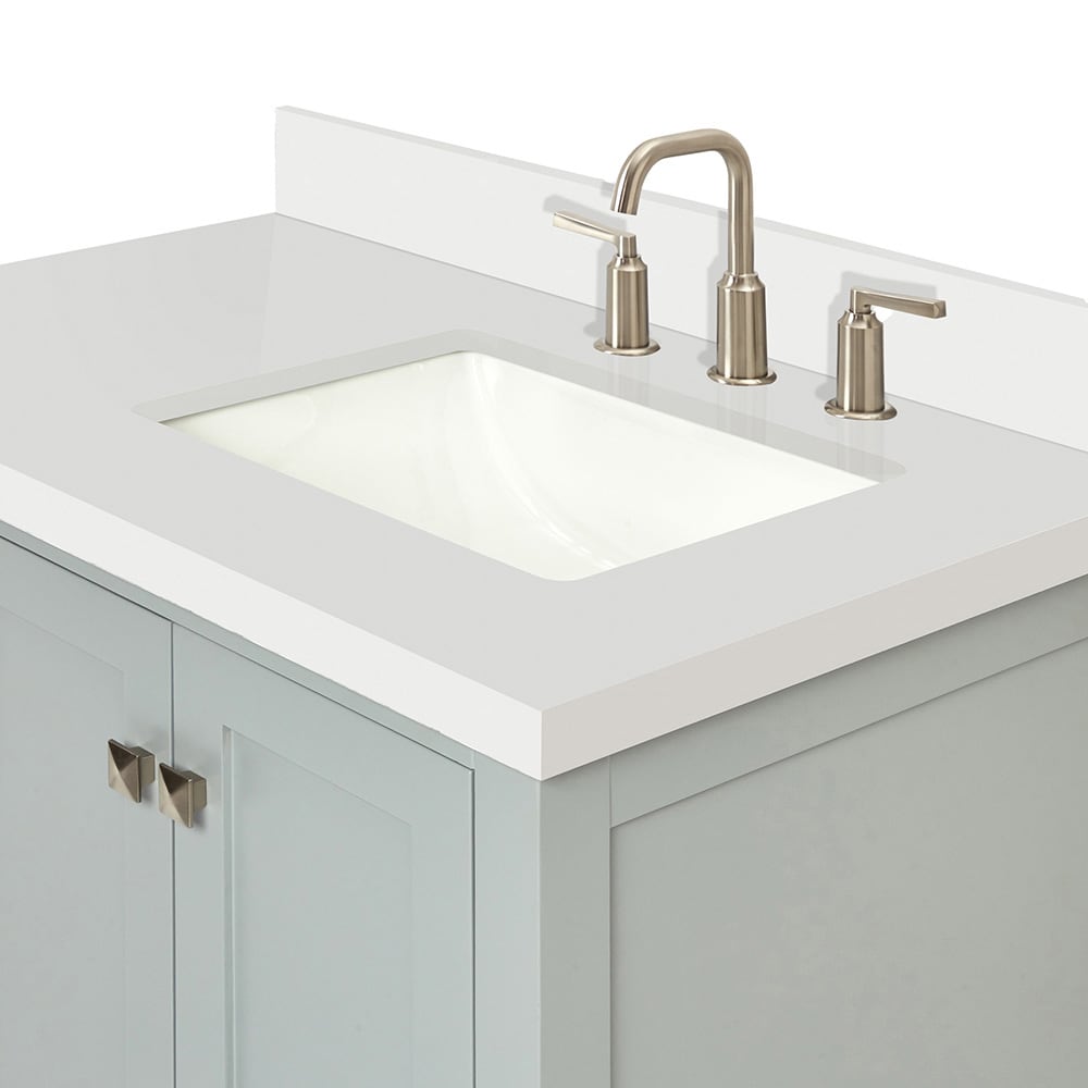 ᐅ【WOODBRIDGE Milan 37 Floor Mounted Single Basin Vanity Set with Solid  Wood Cabinet in White, and Carrara White Marble Vanity Top with  Pre-installed Undermount Rectangle Bathroom Sink in White, Pre-Drilled  3-Hole for