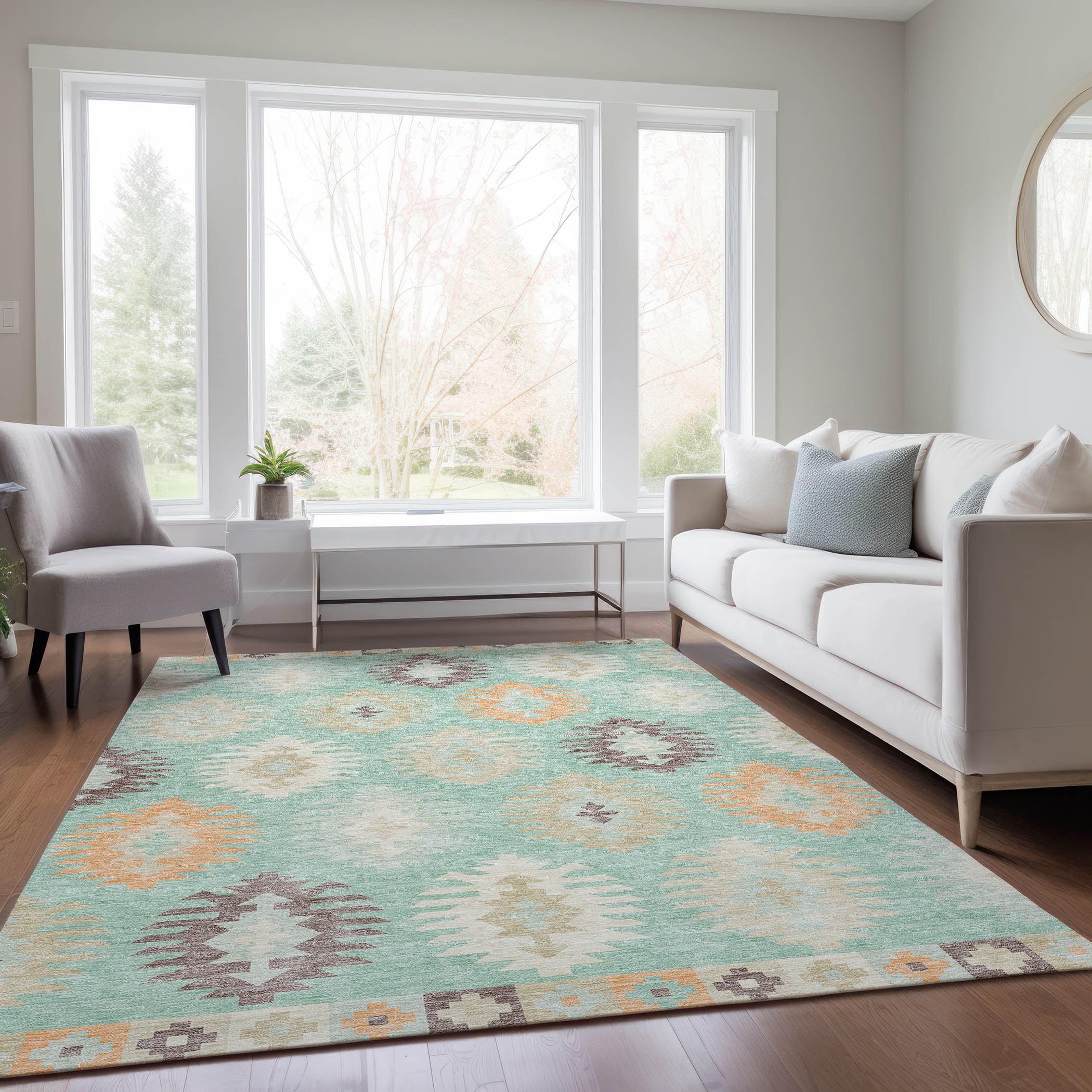 Addison Rugs ACN983MZ5X8 Chantille ACN983MZ 5 x 7 (ft) Loomed Polyester Mint Rectangular Indoor/Outdoor Machine washable Area rug