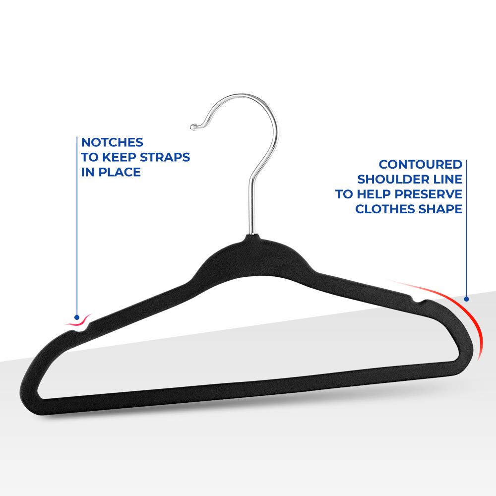 OSTO 50-Pack Velvet Non-slip Grip Clothing Hanger (Black) at