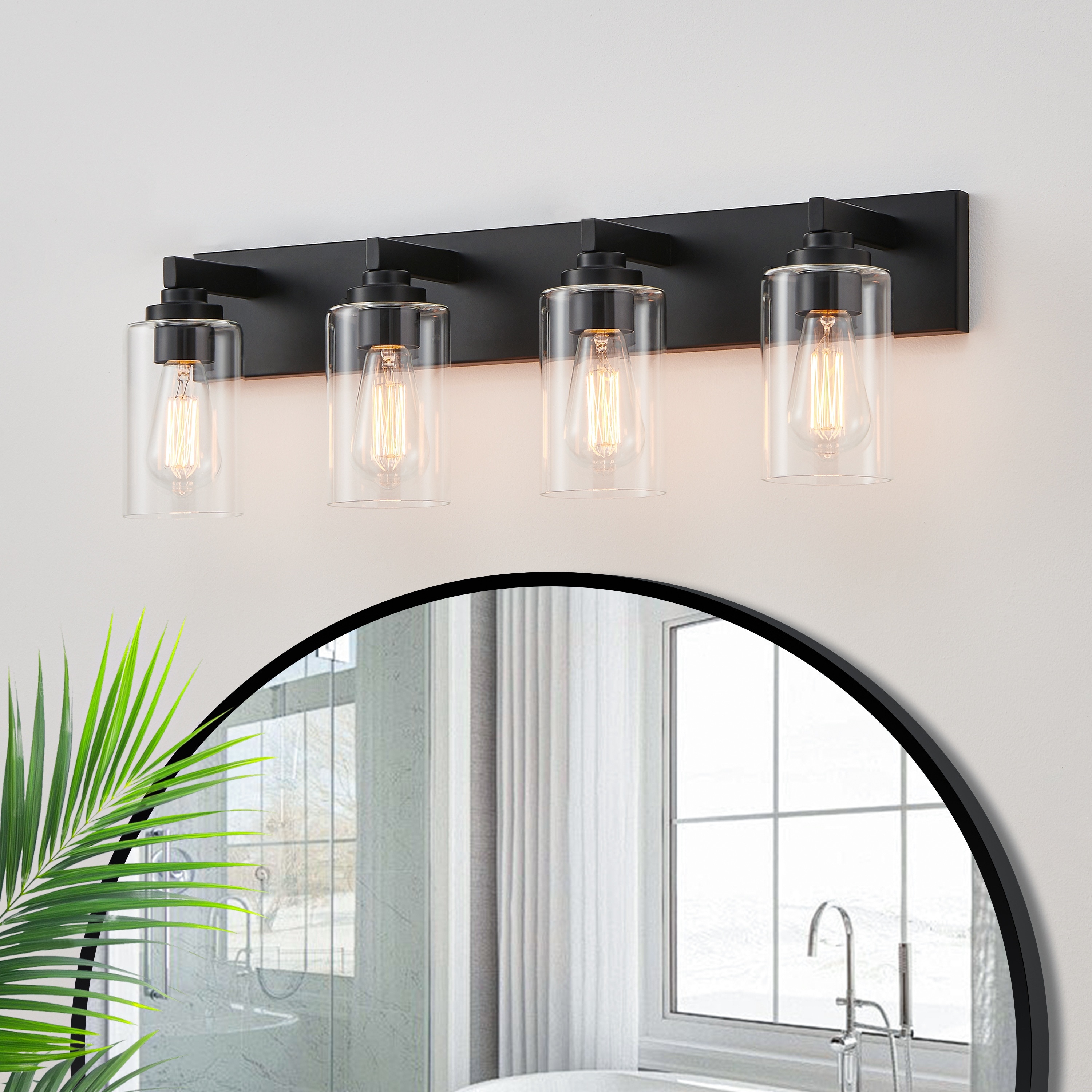 KAWOTI 21450 Killian 28-in 4 -Light Matte Black Transitional Vanity light
