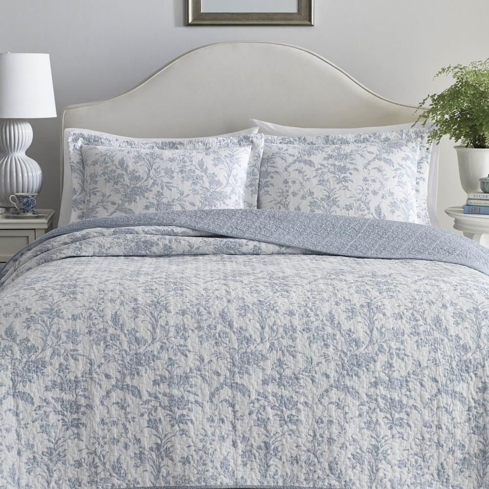 Laura Ashley Amberley 3-Piece Soft Blue King Quilt Set in the Bedding Sets  department at