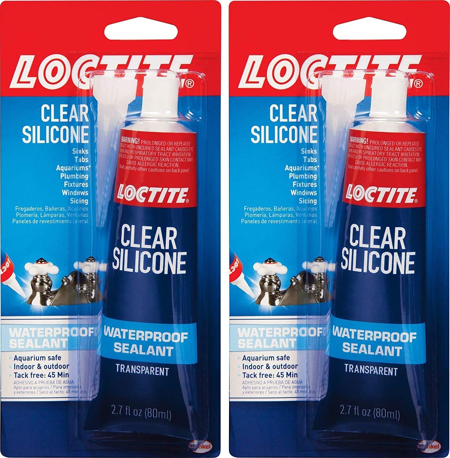 LOCTITE  Clear Silicone Waterproof Sealant 2.7-Ounce Tube - 2 Pack