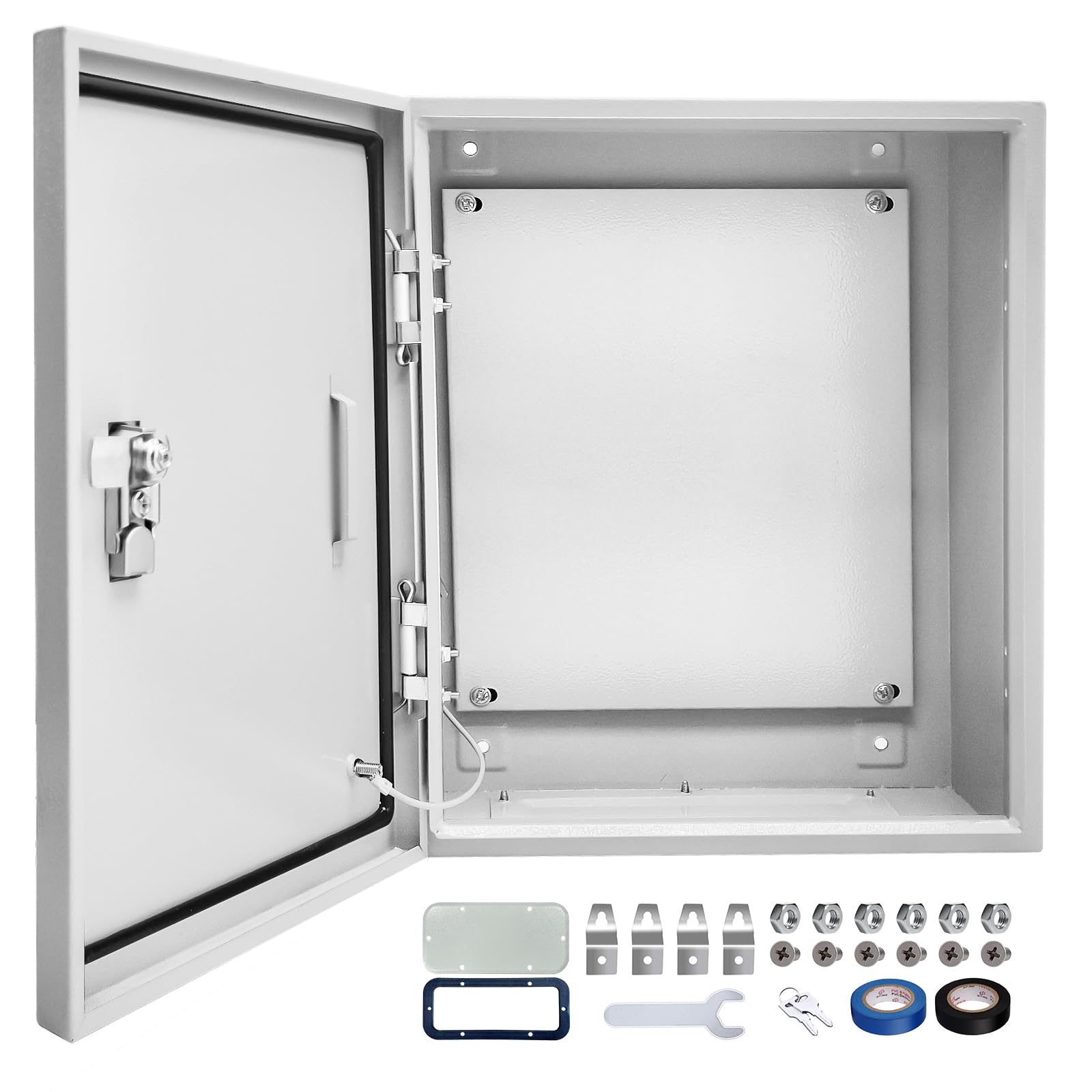 Misopily  Outdoor Electrical Box 24 by 24 by 12 inch Steel Waterproof Dustproof Lockable Junction Box with Mounting Plate