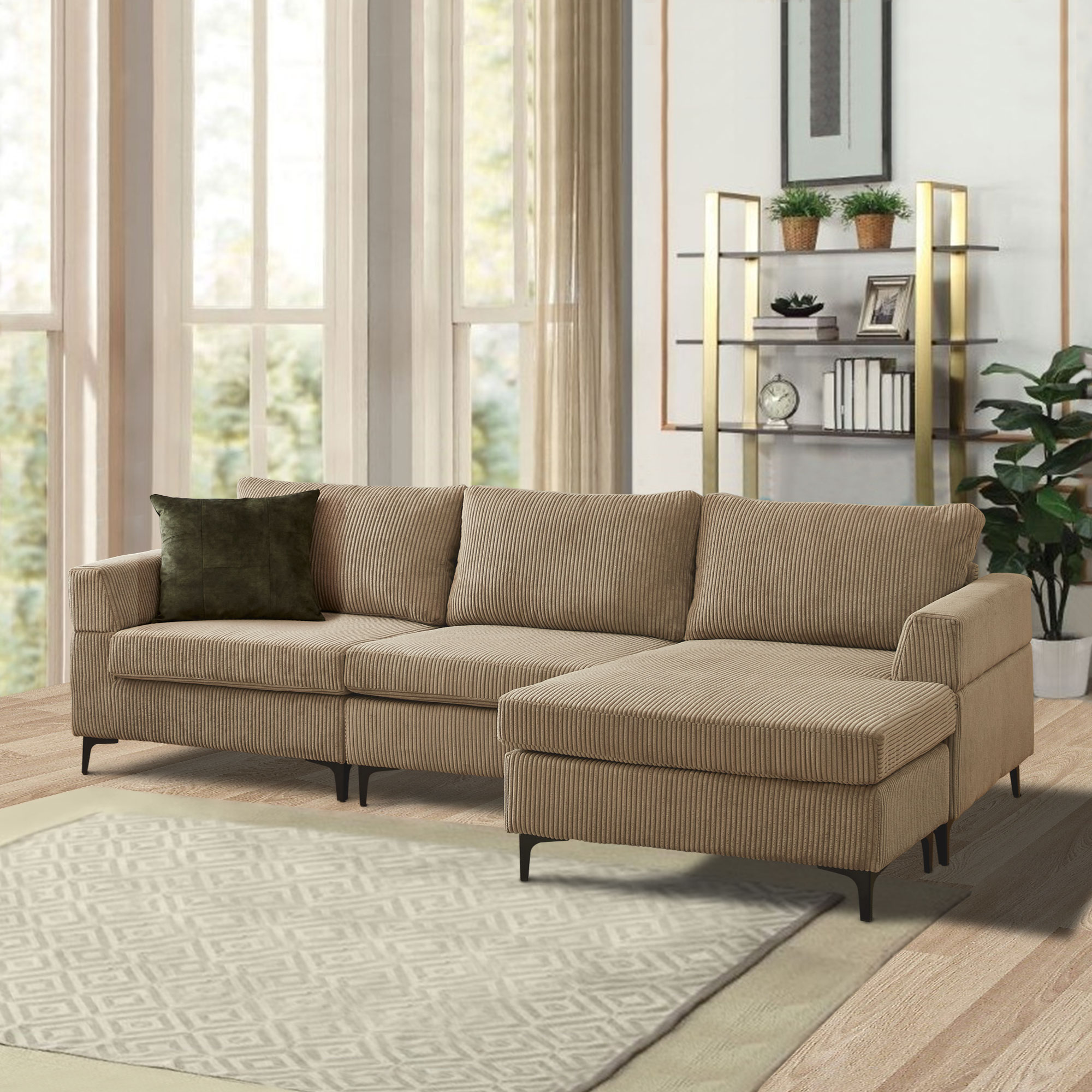Pouuin SALSET80 96.5-in Casual Camel Sofa