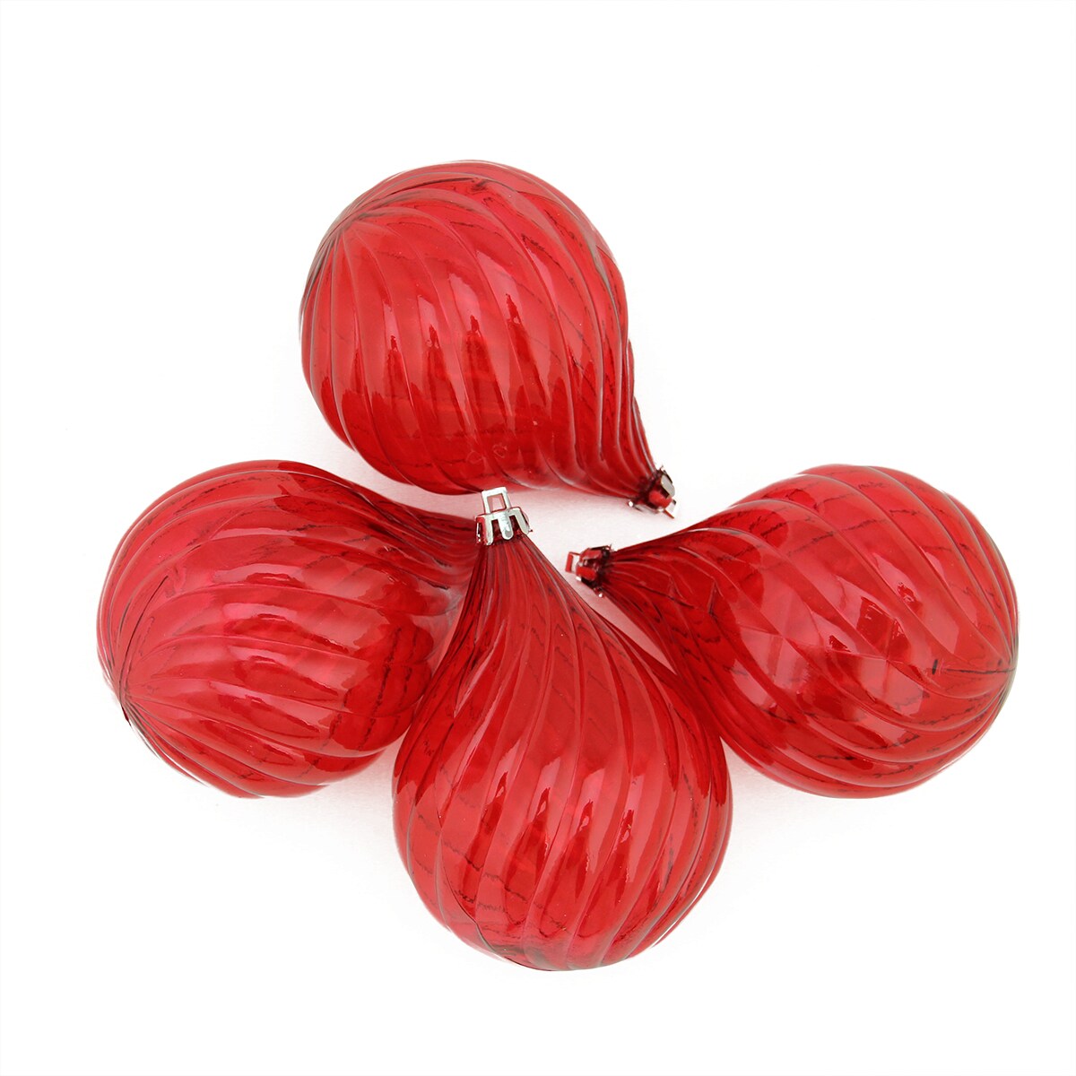 Northlight 31756392 4 -Pack Red Finial Standard Indoor Ornament set Shatterproof