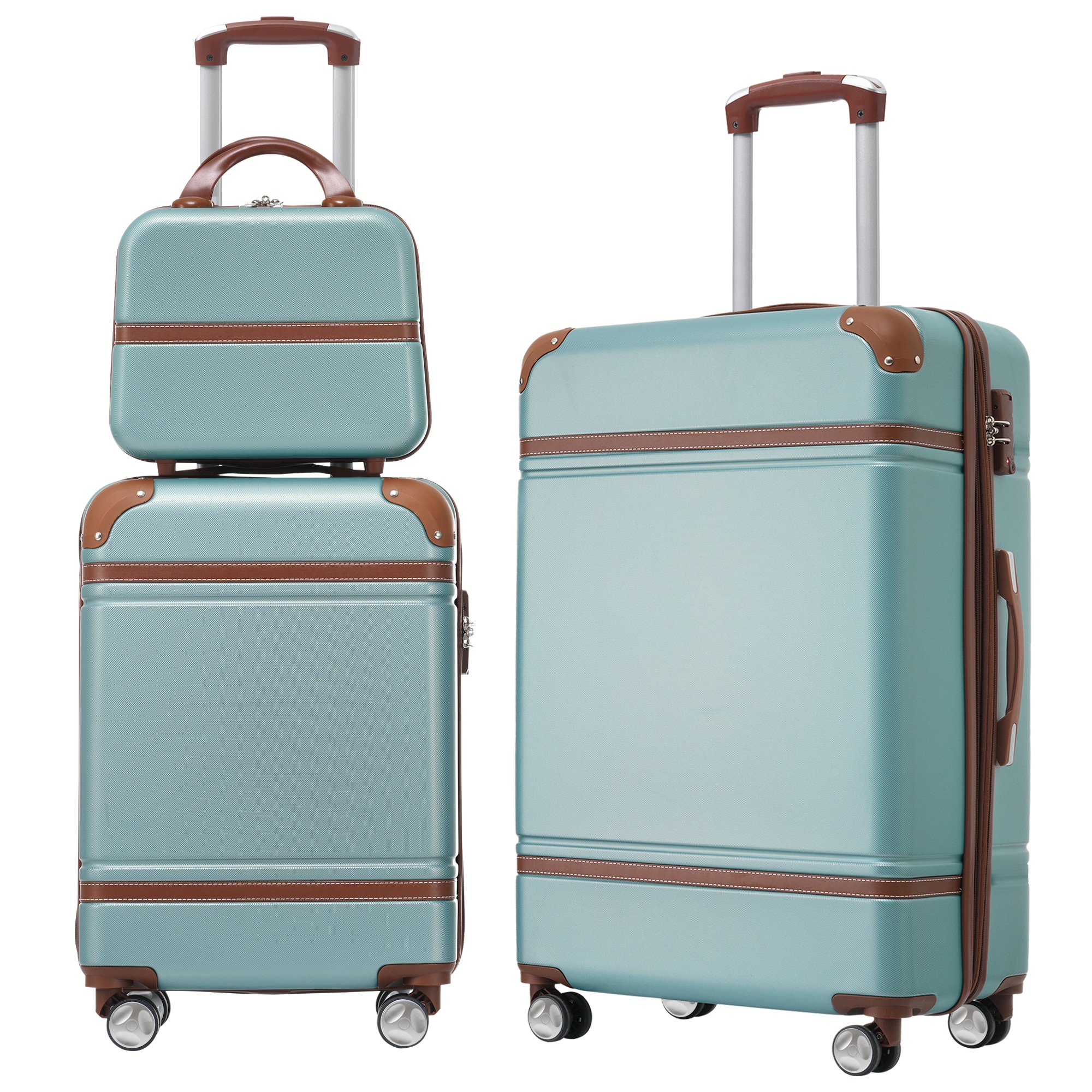 Wooakway 3 Piece Hardshell Luggage Sets Expandable Travel Suitcase Lightweight Spinner Suitcase with Cosmetic Case 20 24 Inch